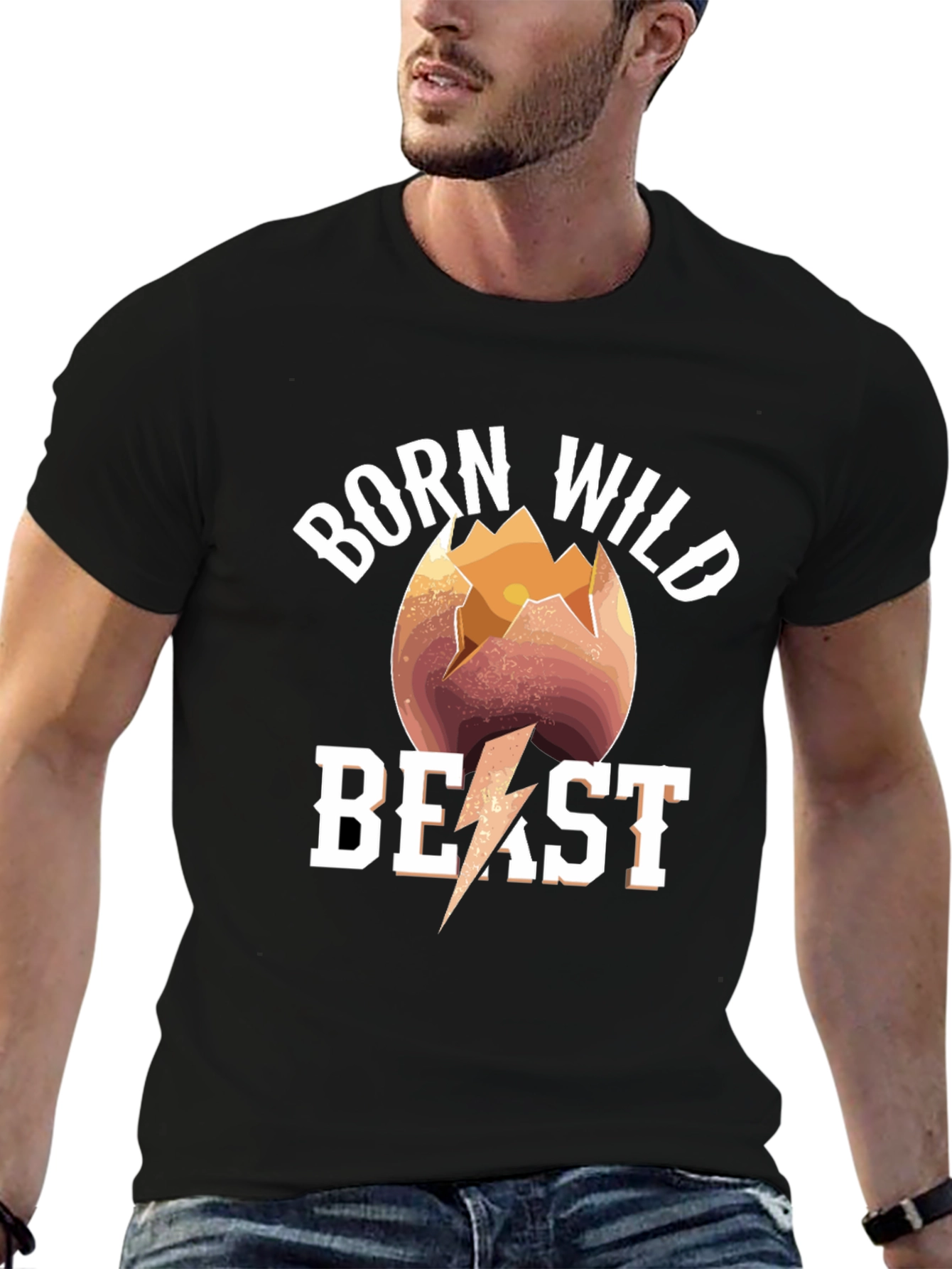 Black Born Wild Beast T-Shirt - Graphic Tee view 6