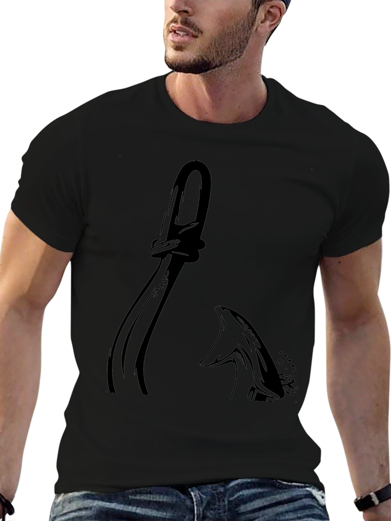Black Stylized Cleaver Graphic T-Shirt view 6
