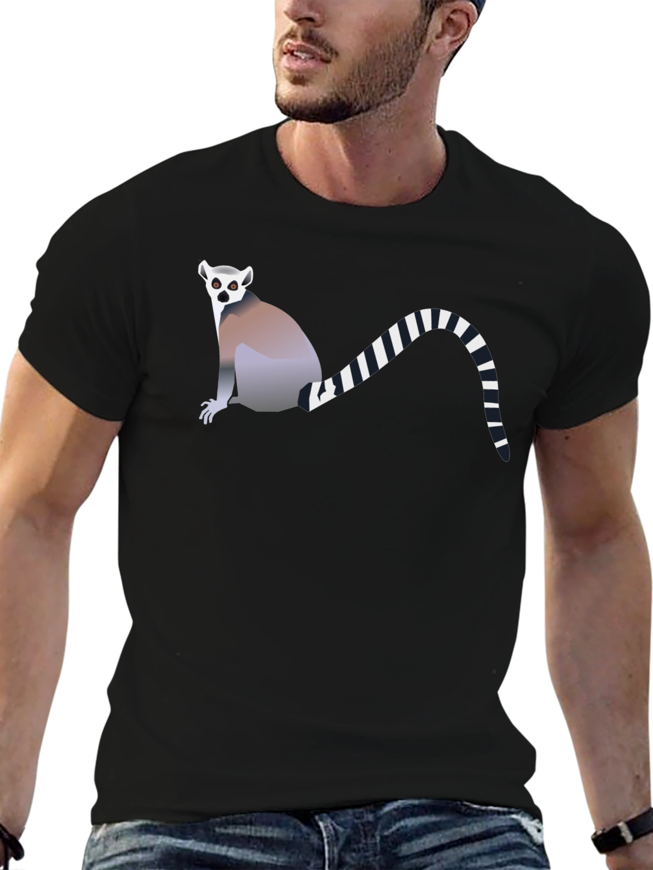 Black Lemur Graphic Tee - Black Cotton Comfort view 6