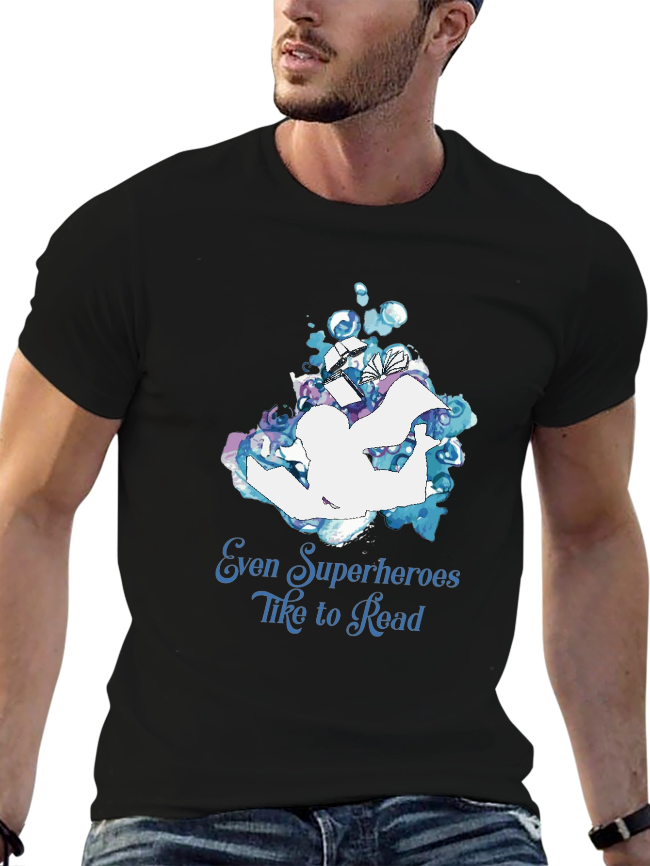 Black Superhero Reader T-Shirt view 6