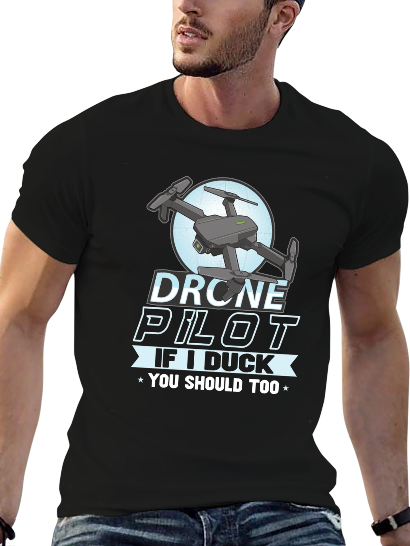 Black Drone Pilot T-Shirt - If I Duck, You Should Too! view 6