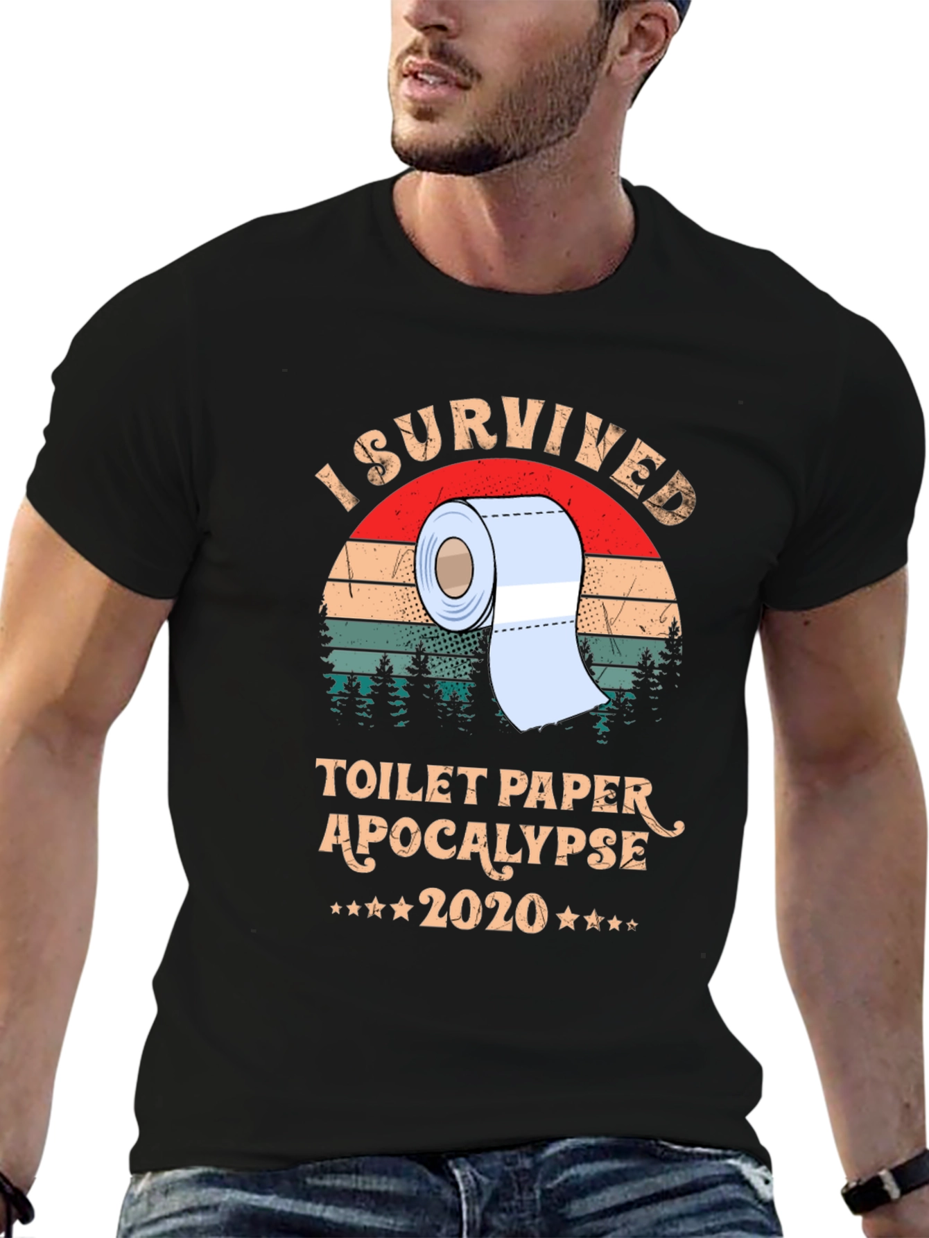 Black I Survived Toilet Paper Apocalypse 2020 T-Shirt view 6