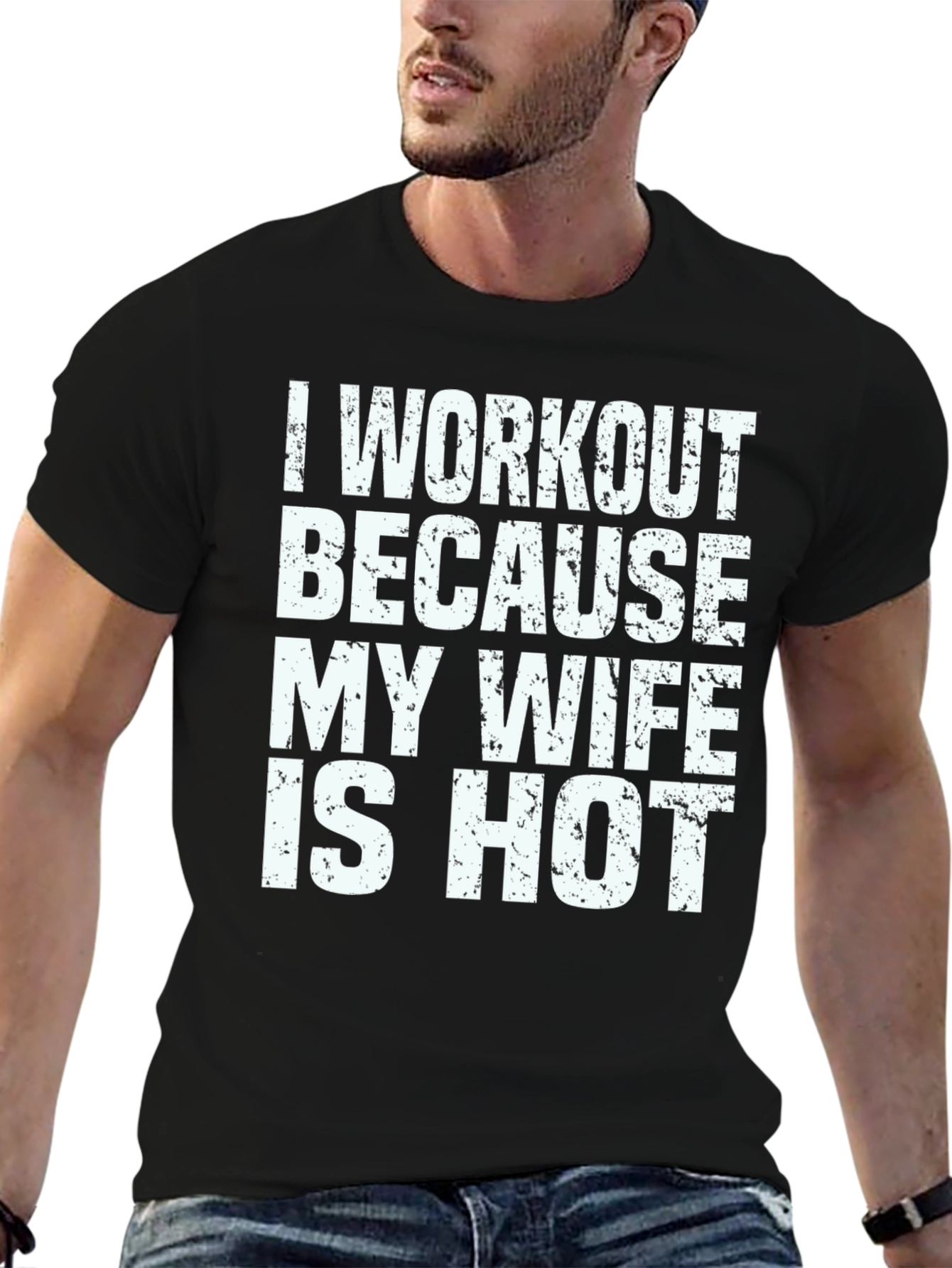 Black Funny Workout Wife T-Shirt view 6