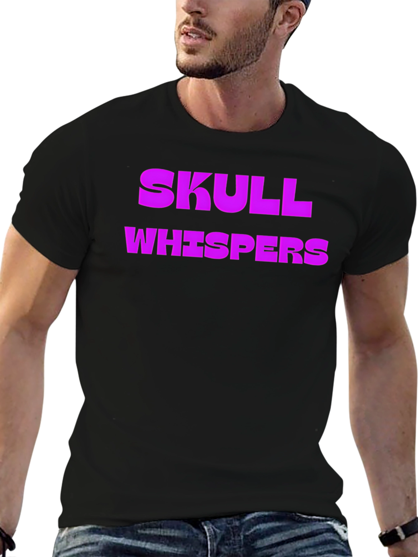 Black Skull Whispers Graphic Tee - Black Cotton view 6
