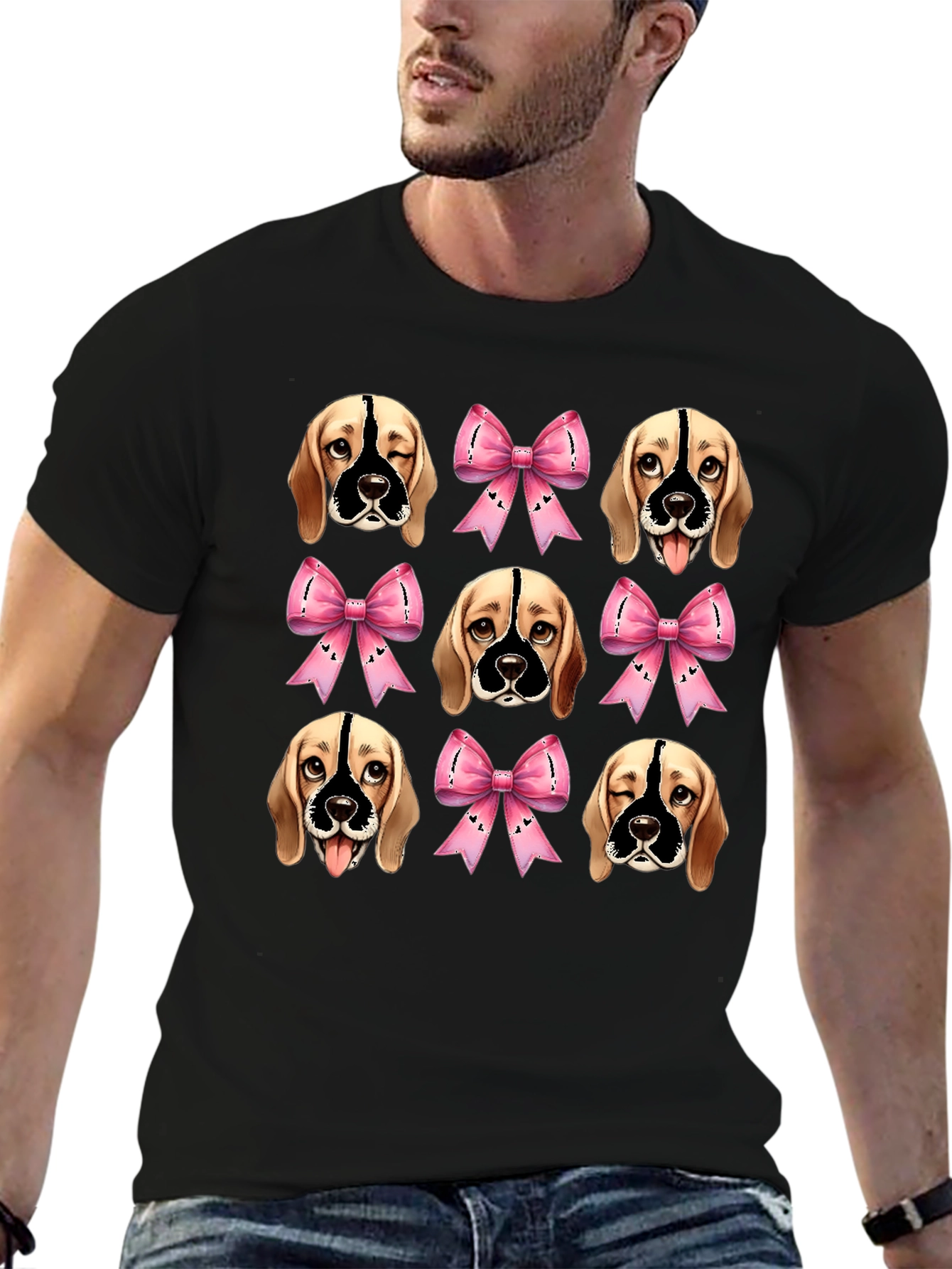 Black Dog Faces & Bows Black Graphic Tee view 6