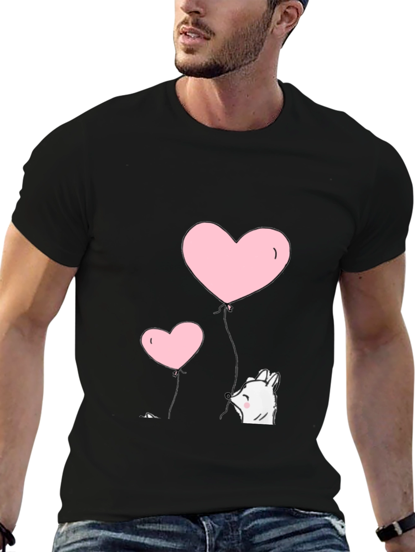 Heart Balloon Graphic Tee - Black - 6