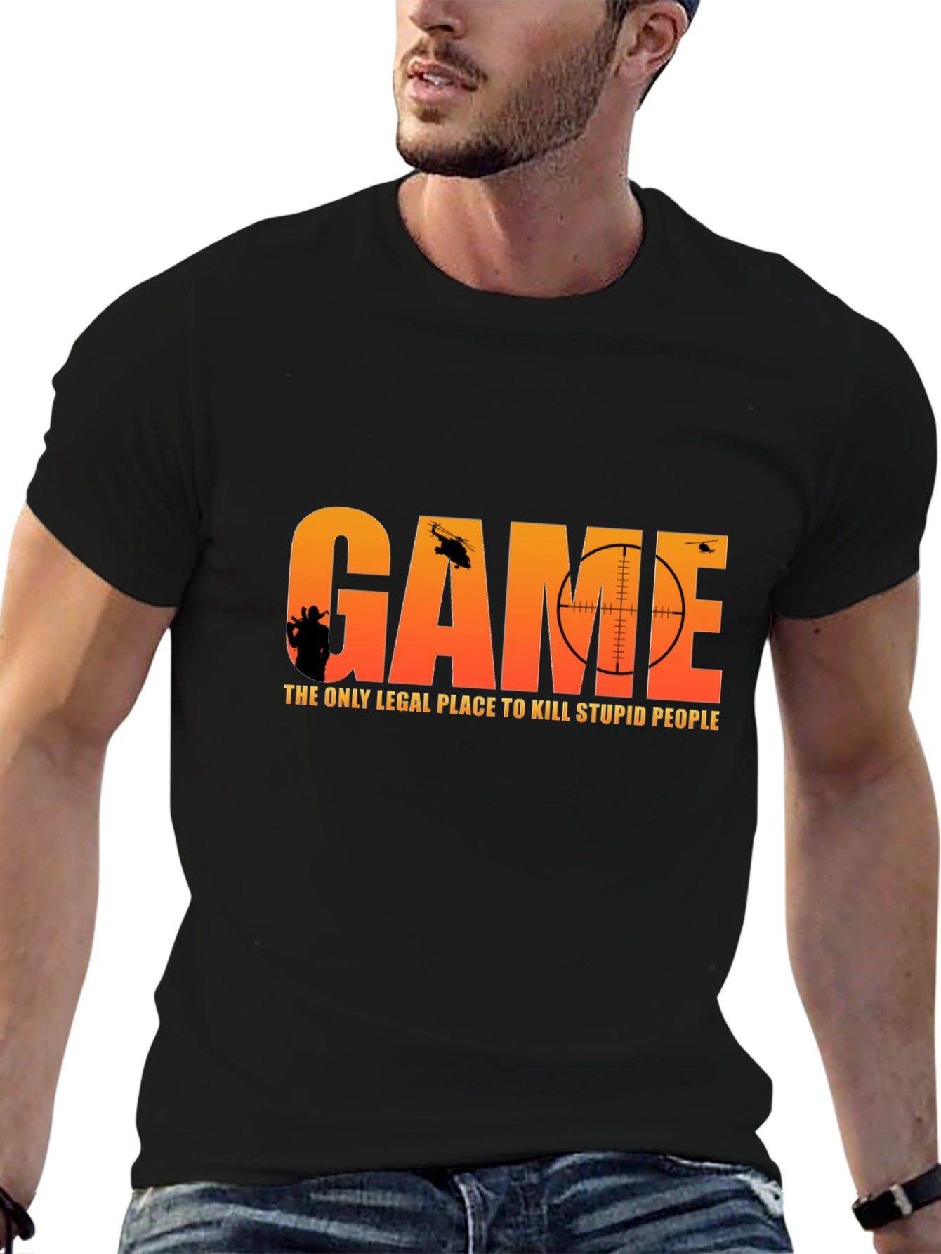 Black Game T-Shirt: The Only Legal Place to Kill Stupid People view 6