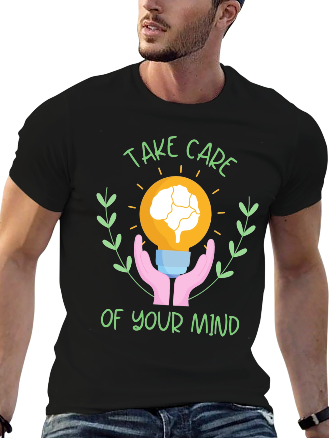 Black Take Care of Your Mind T-Shirt - Mental Health Awareness view 6