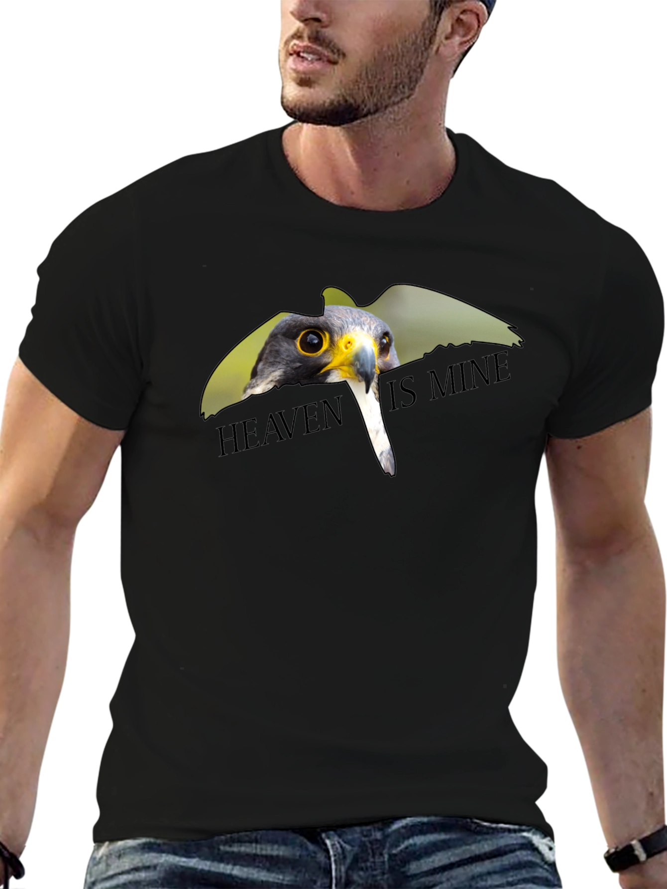 Black Heaven Is Mine Falcon Graphic Tee - Soft Cotton Blend view 6