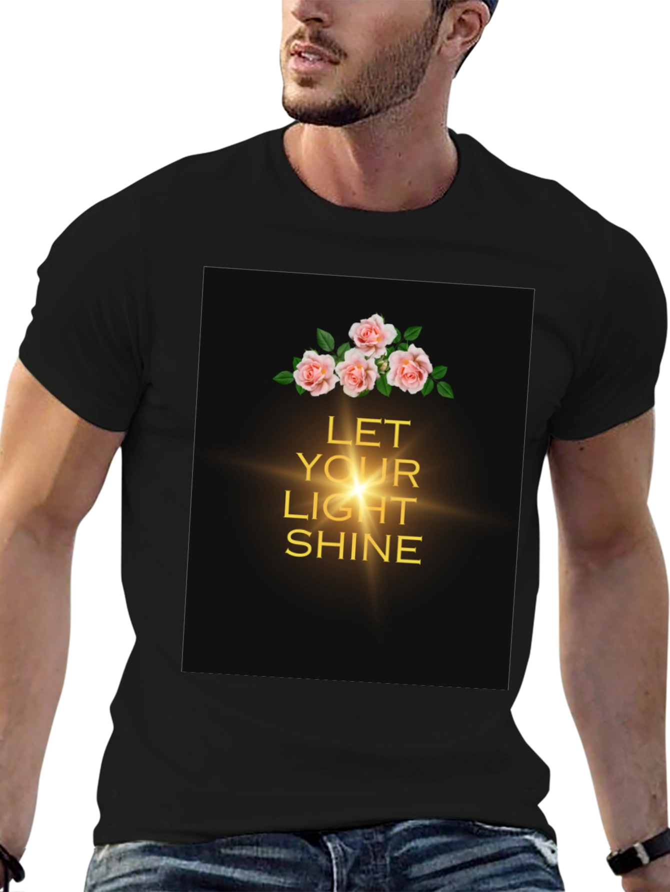 Black Floral Light Shine T-Shirt view 6