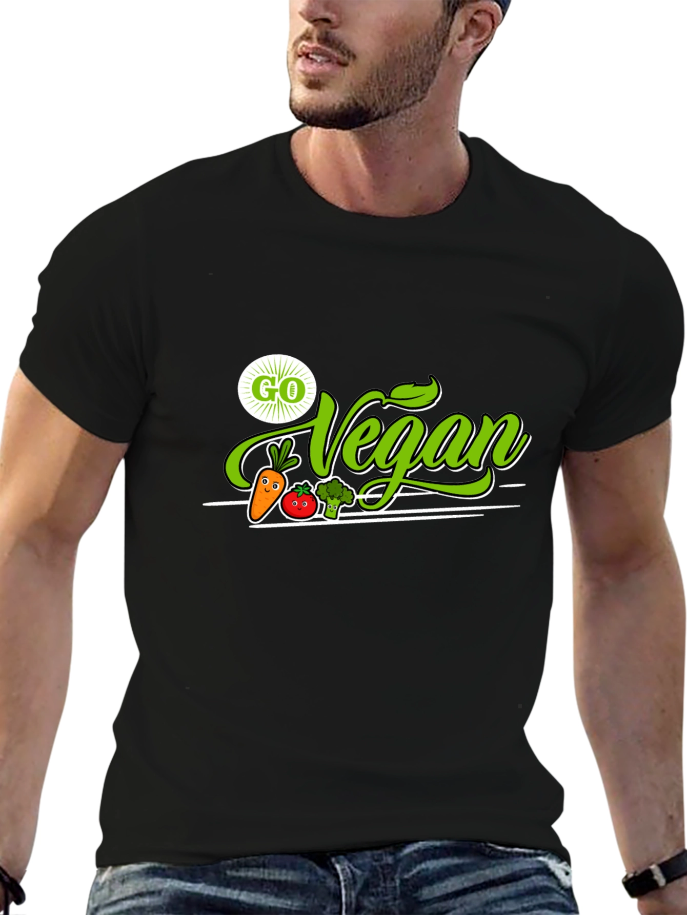 Black Go Vegan T-Shirt - Plant-Based Lifestyle Tee view 6