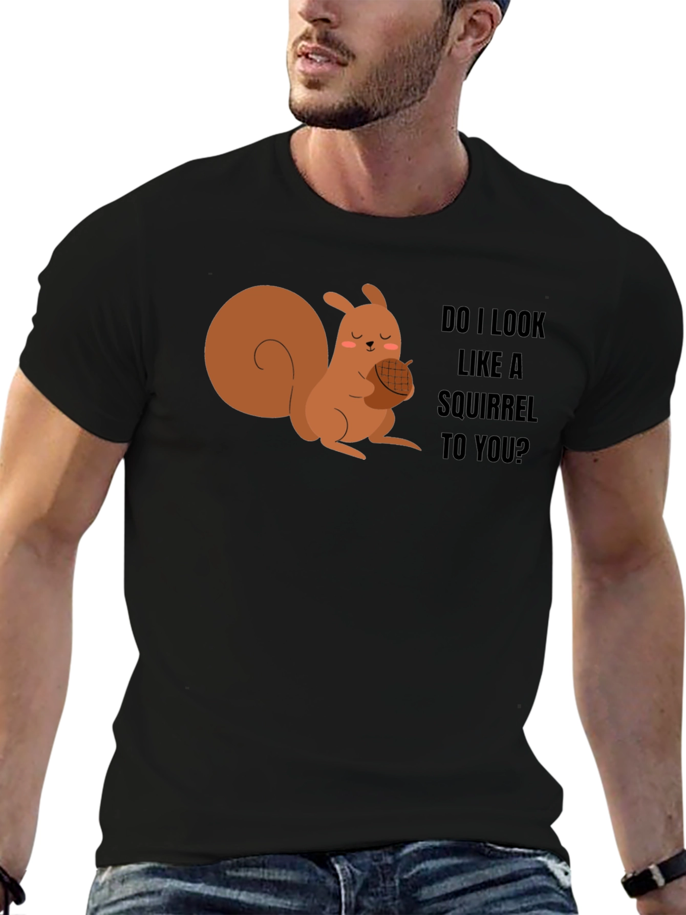 Black Funny Squirrel Graphic Tee - Do I Look Like a Squirrel to You? view 6