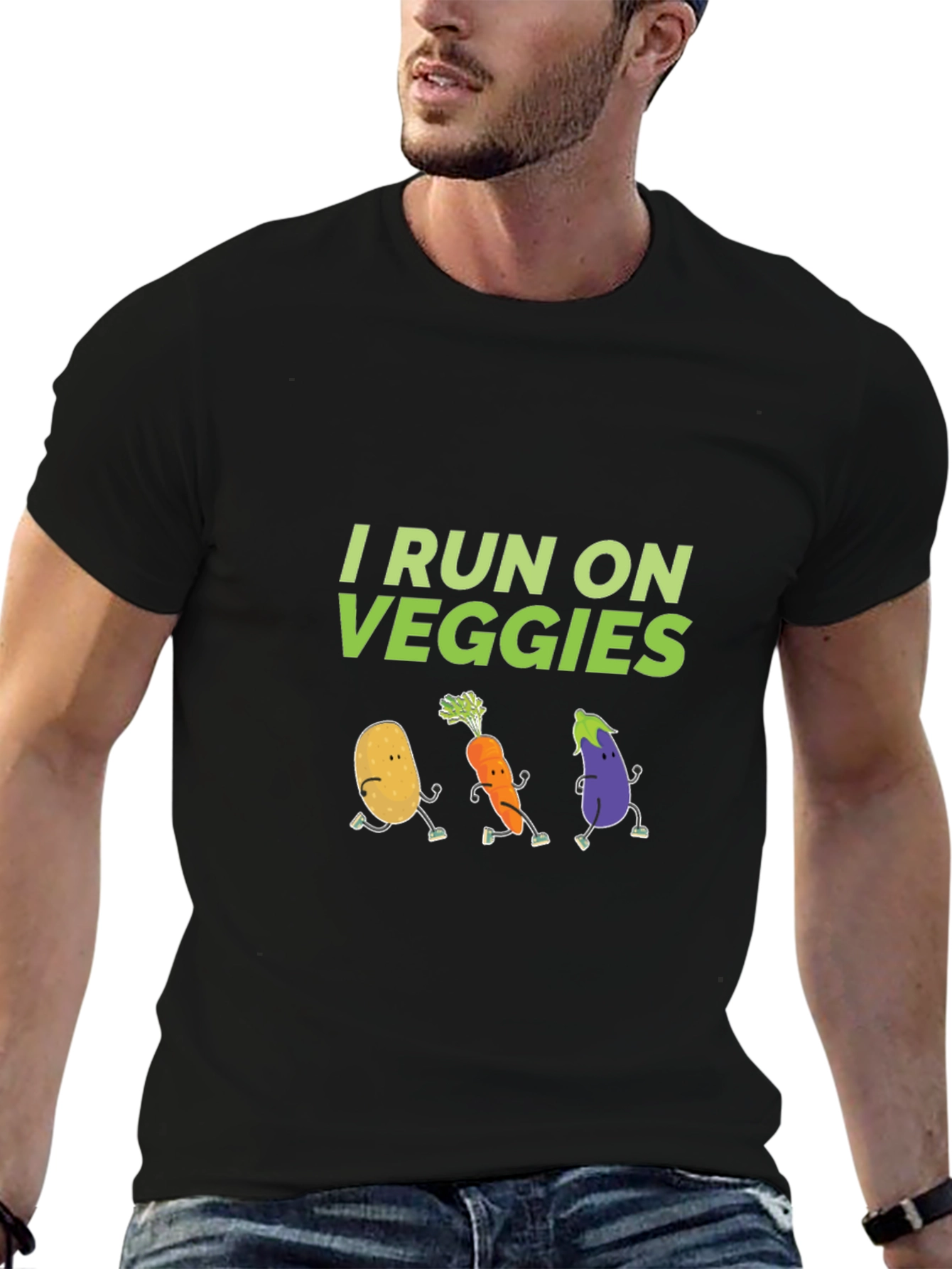 I Run On Veggies Graphic Tee -  Black - 6