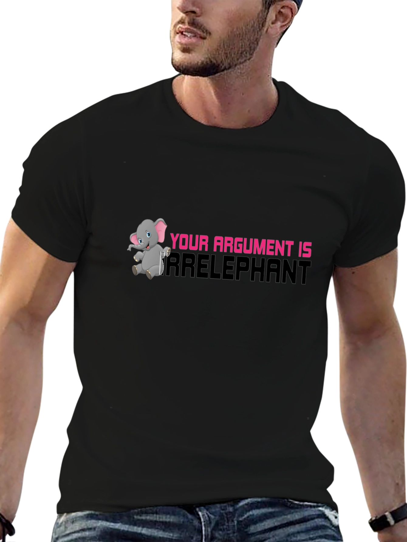 Black Argument Irrelephant Graphic T-Shirt view 6