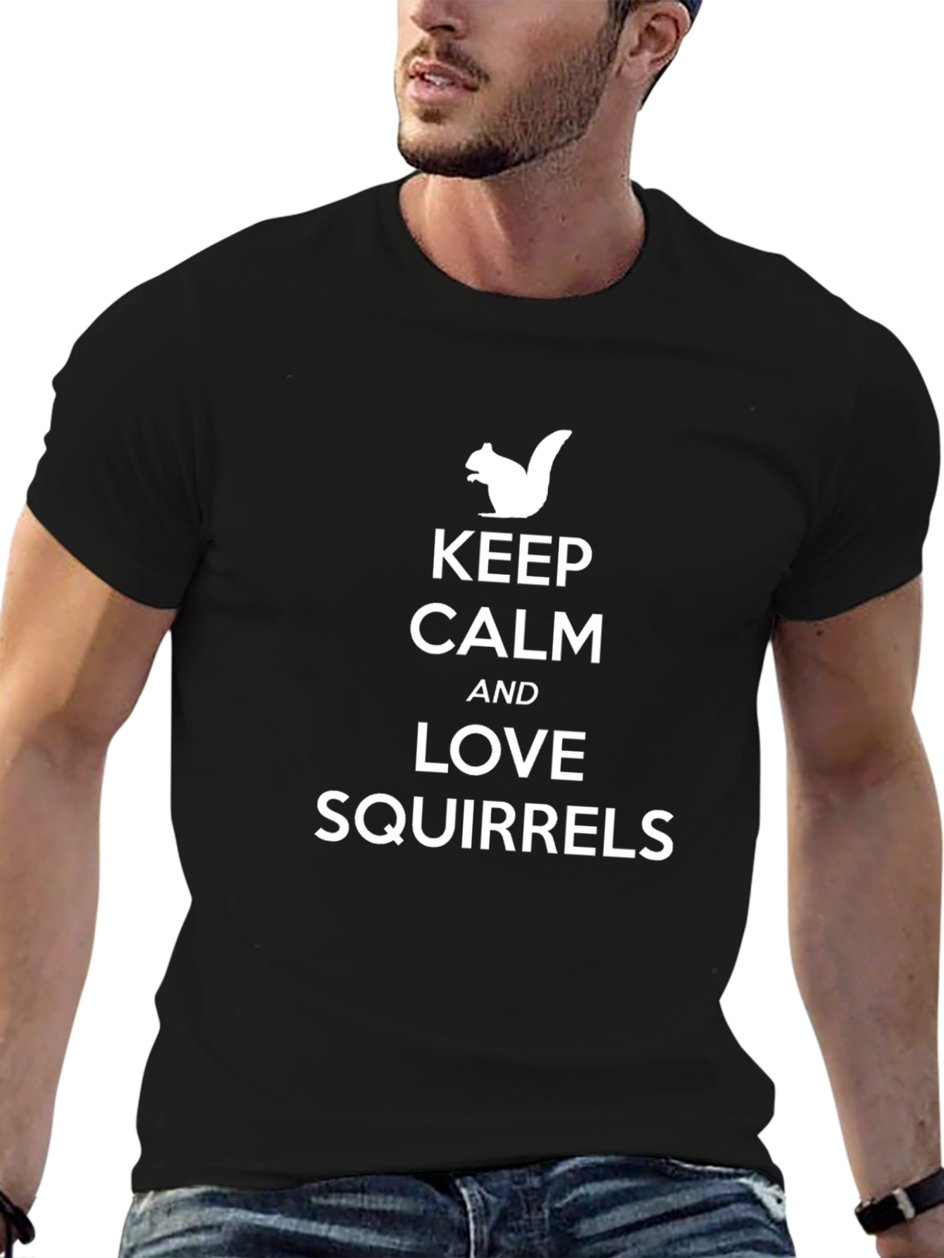 Black Keep Calm and Love Squirrels T-Shirt view 6