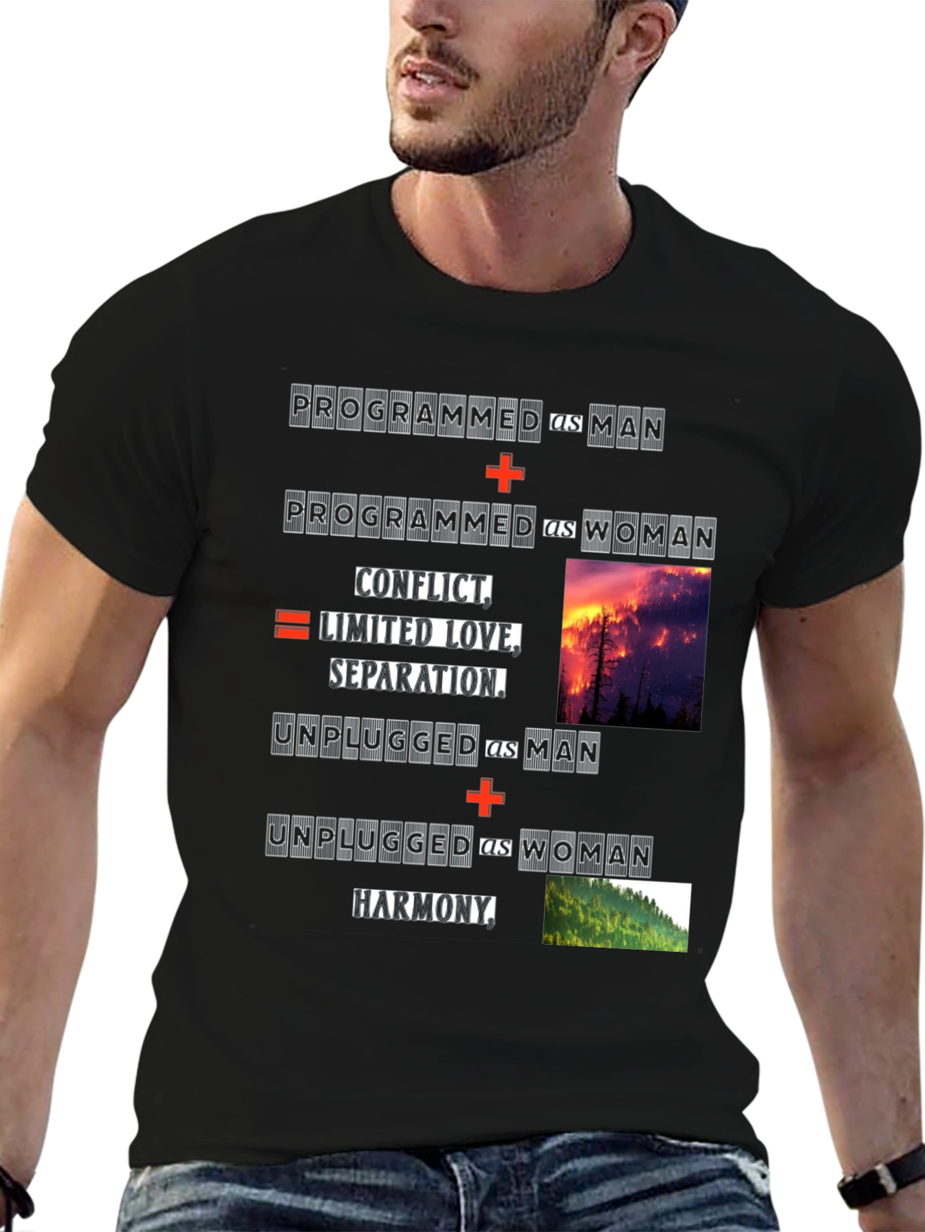 Black Programmed vs Unplugged T-Shirt view 6