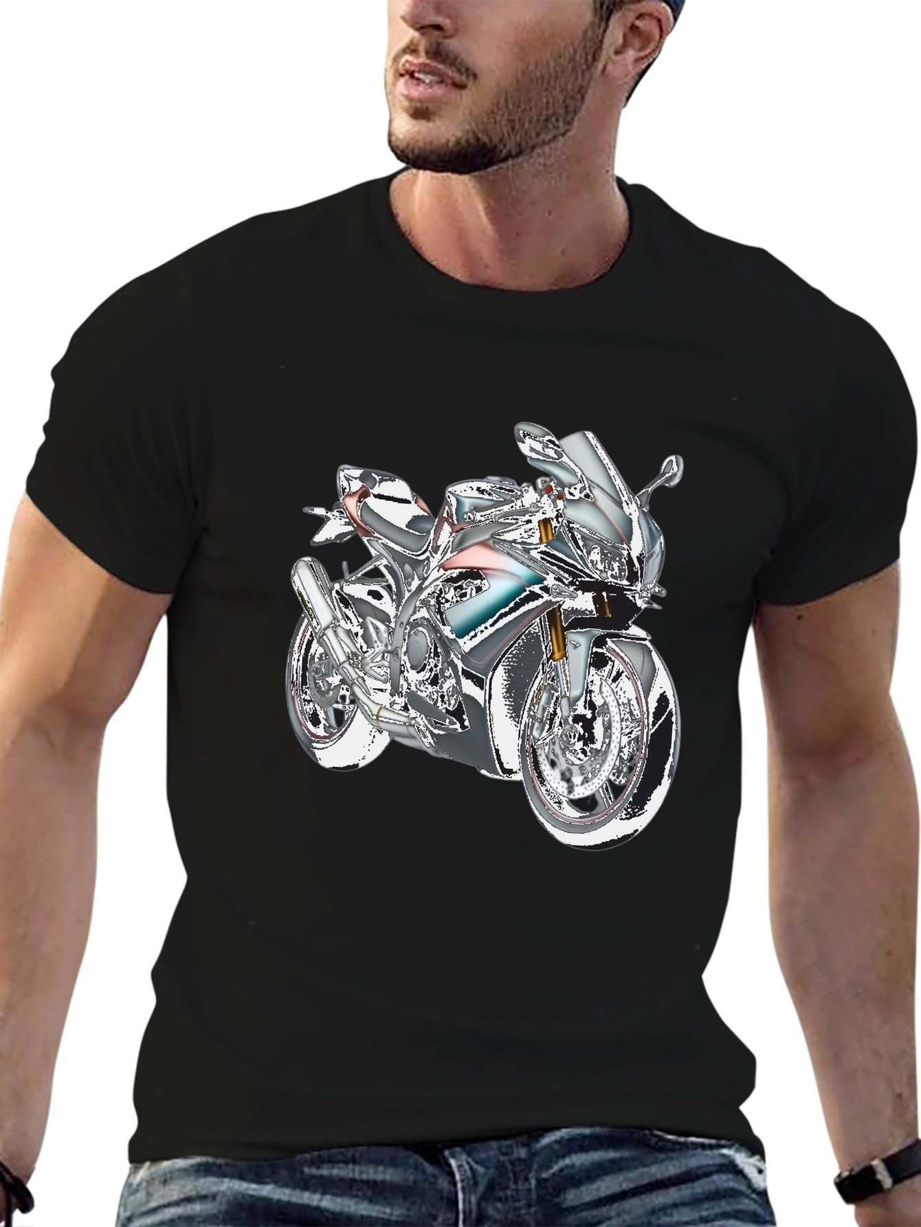 Black Motorcycle Graphic Tee - Ride in Style view 6