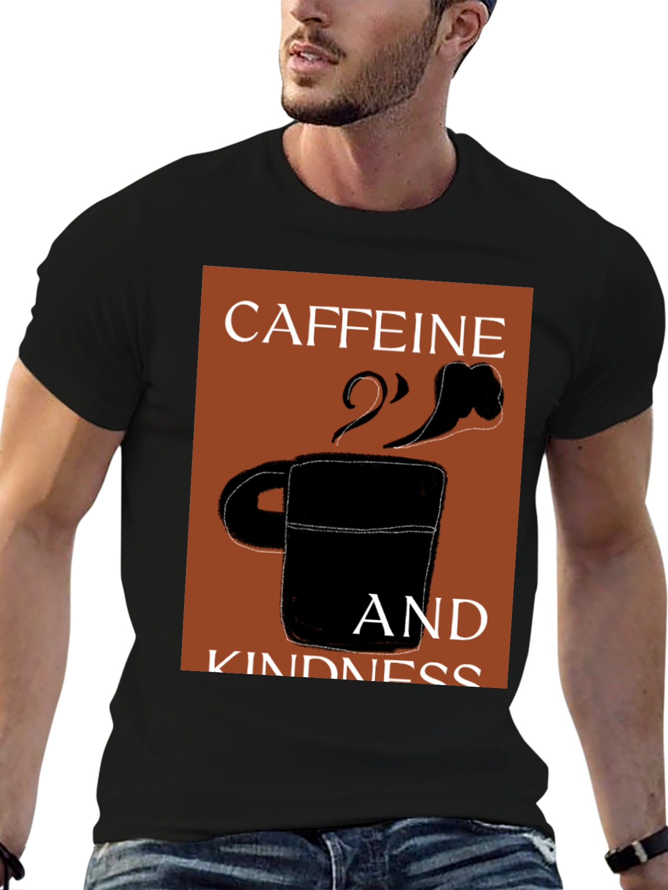 Black Caffeine & Kindness Black Graphic T-Shirt view 6