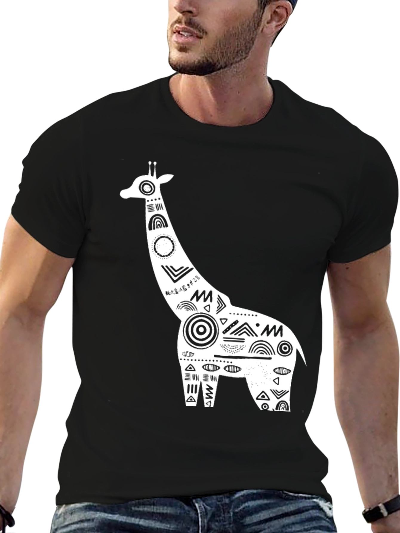 Black Giraffe Graphic Tee - Black Cotton view 6