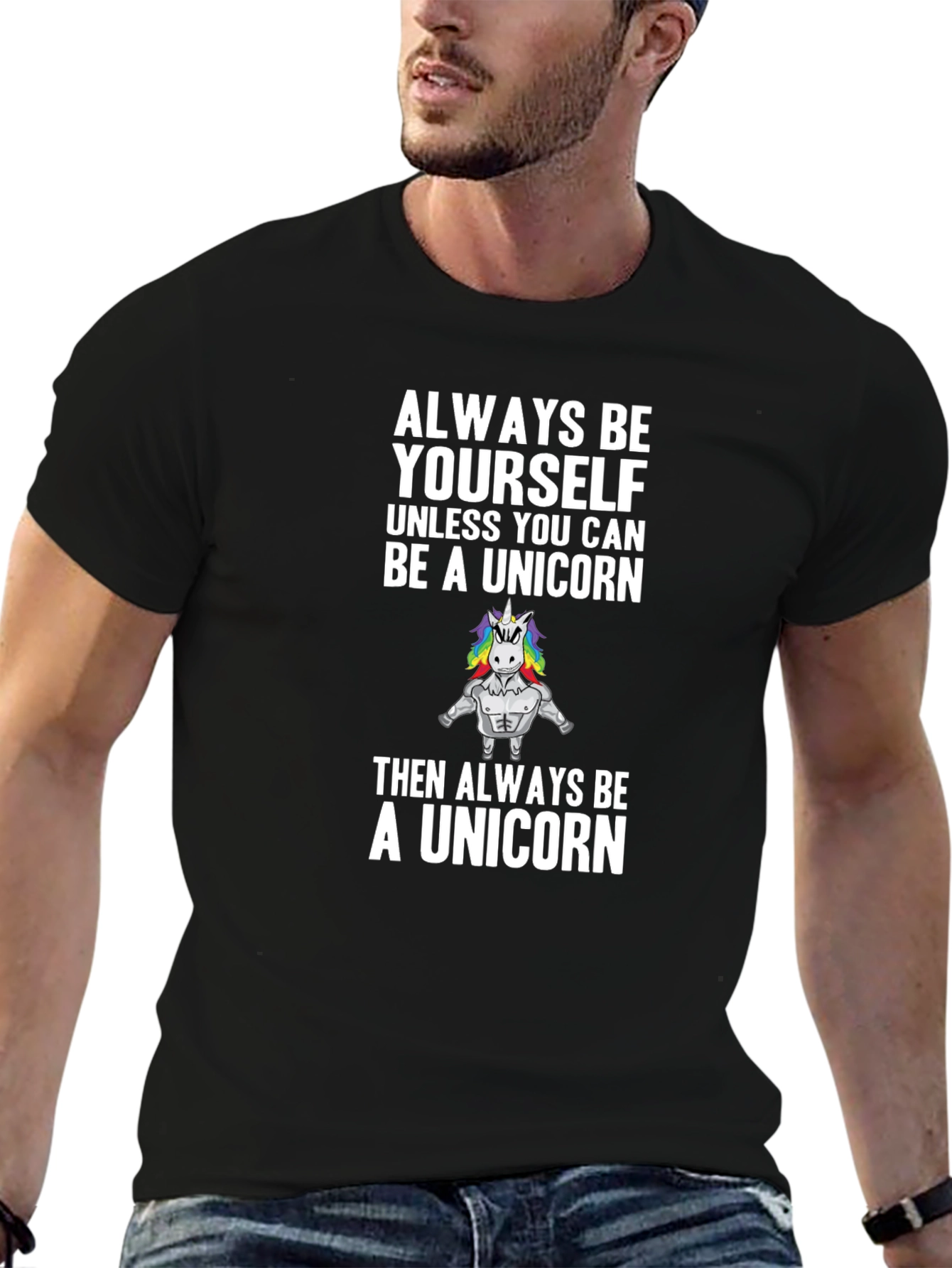 Black Always Be a Unicorn Men's Graphic Tee view 6