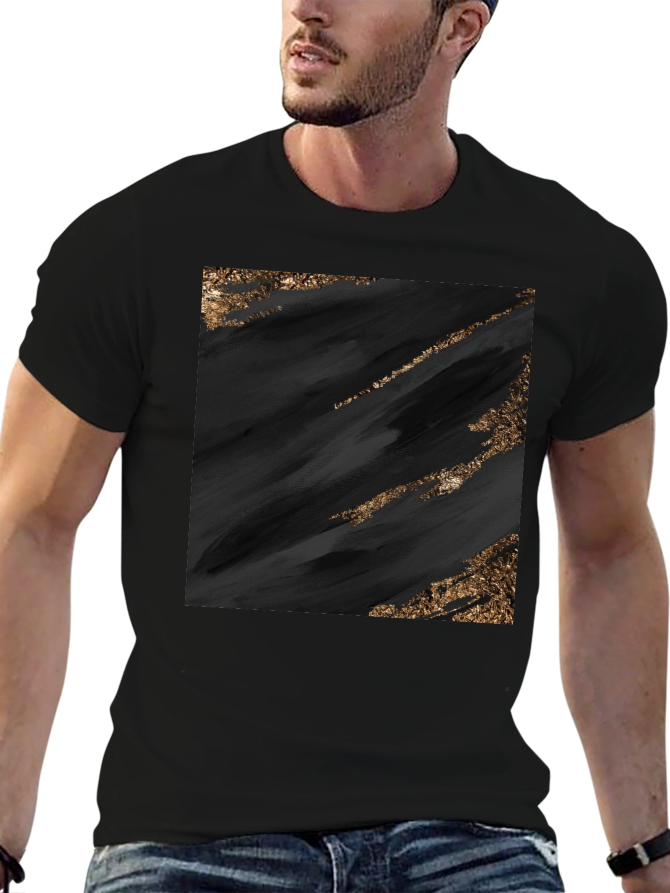 Black Abstract Art Black Tee view 6