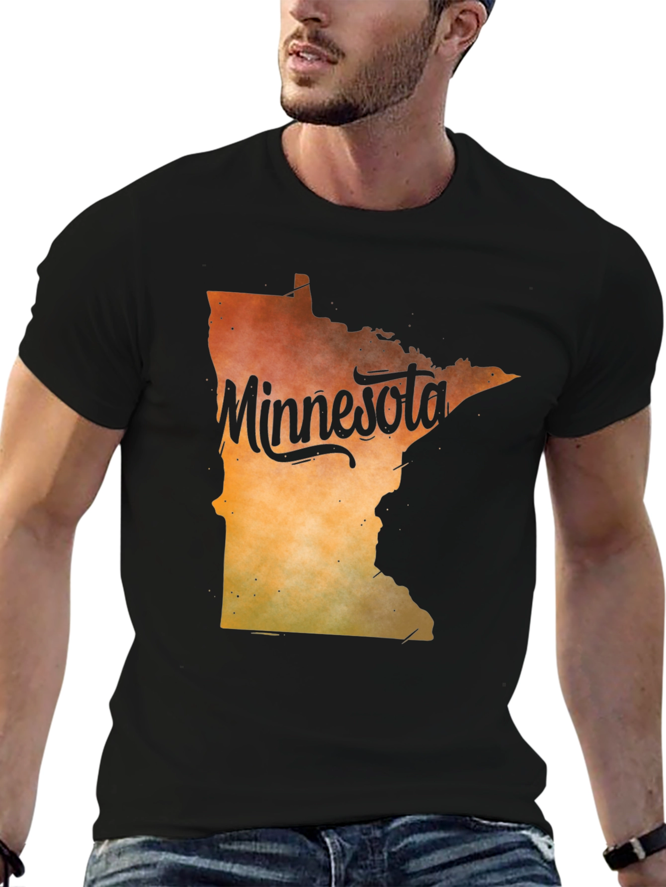 Black Minnesota State Outline Graphic T-Shirt view 6