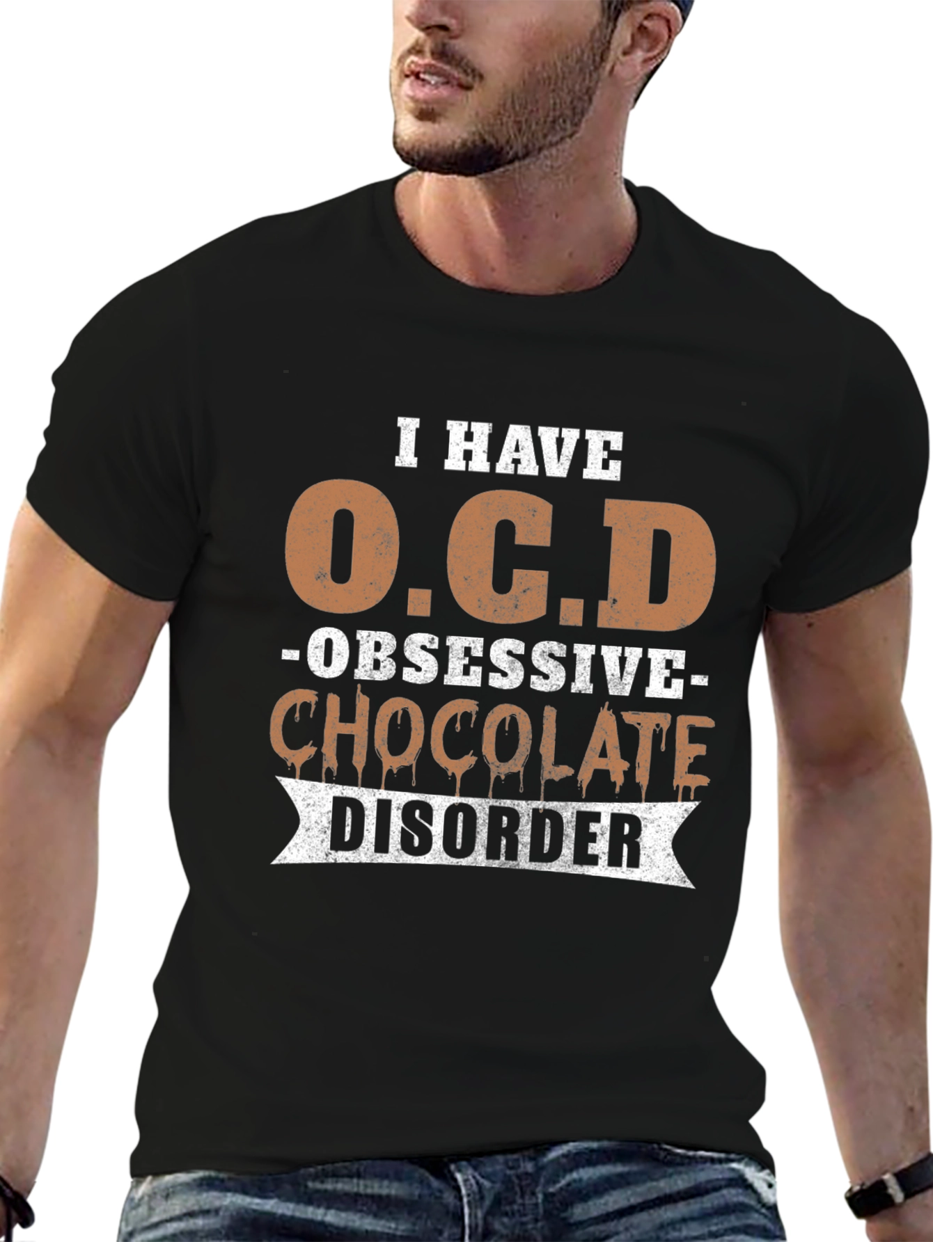 Black Obsessive Chocolate Disorder Graphic T-Shirt view 6