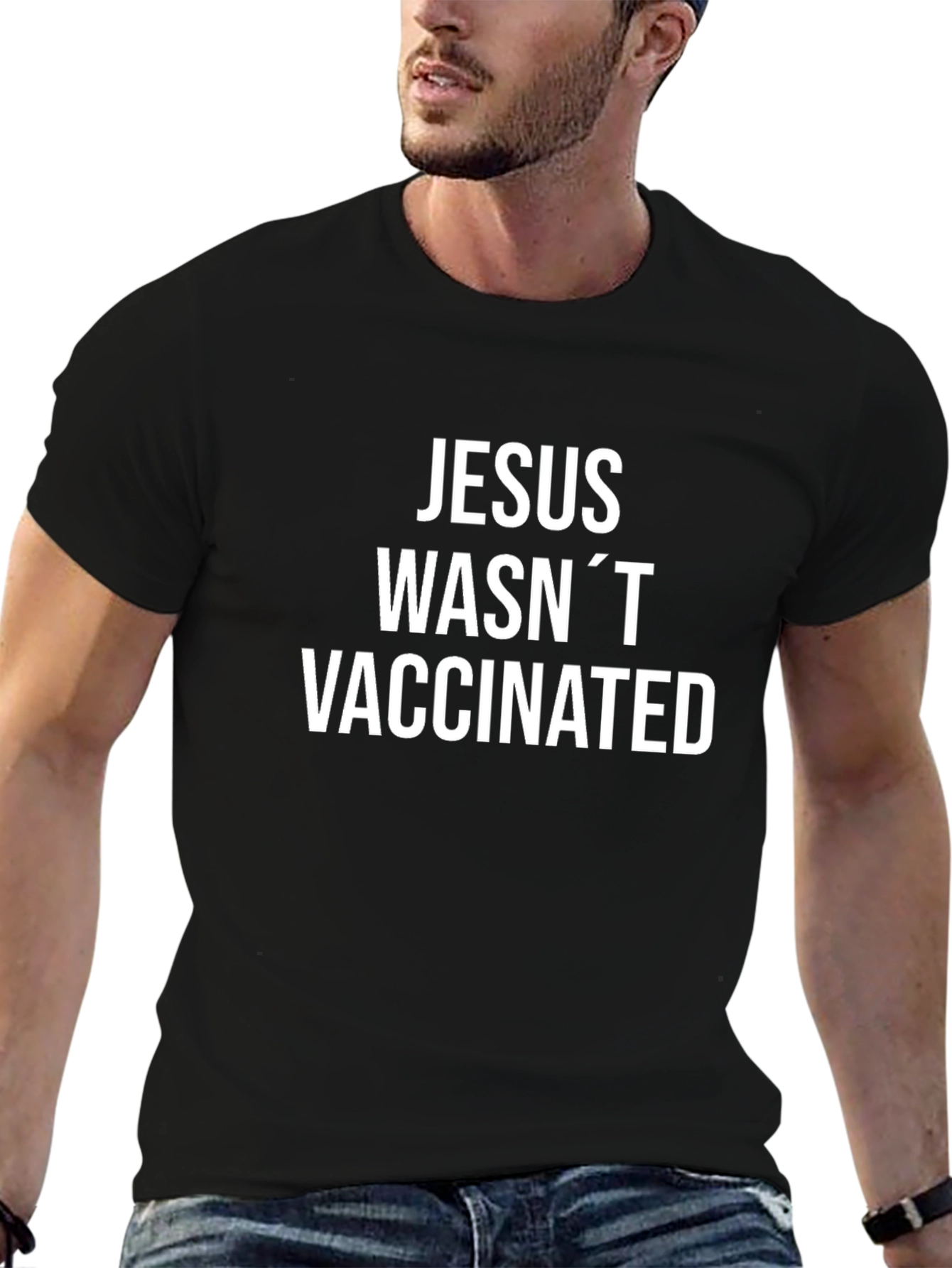 Black Jesus Wasn't Vaccinated Graphic Tee view 6