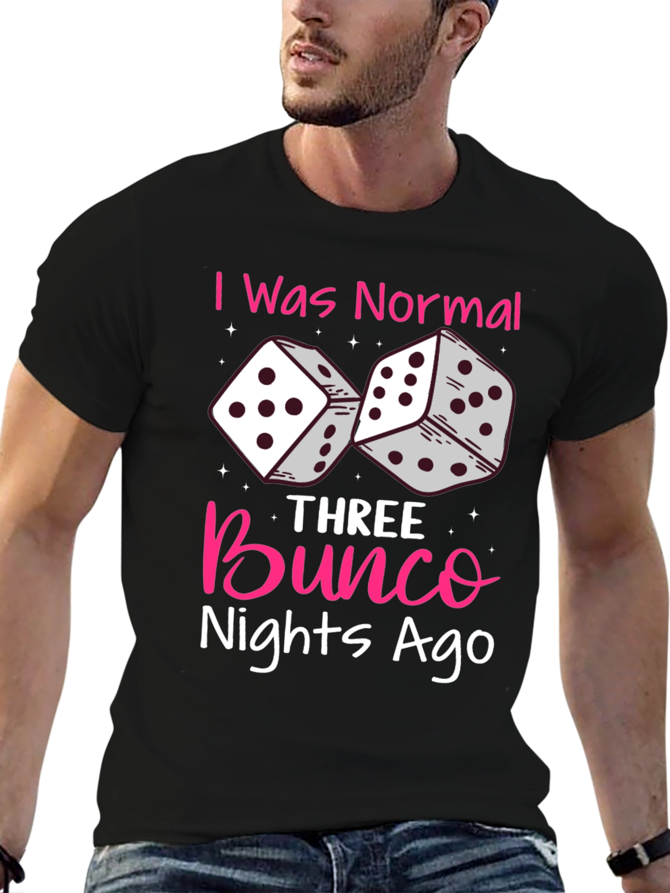 Black Bunco Nights Ago T-Shirt, Dice Graphic view 6