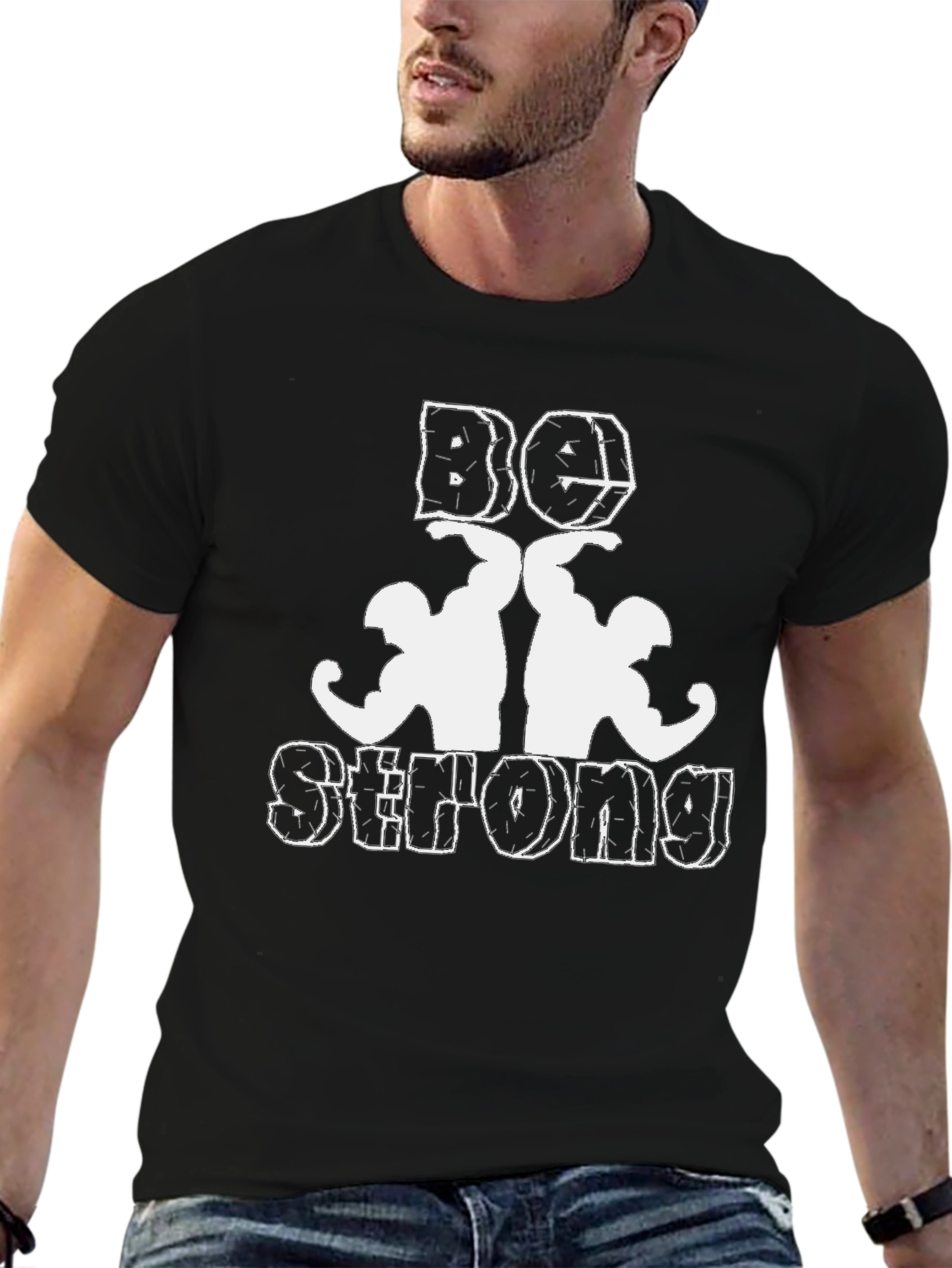 Black Be Strong T-Shirt - Black Gym Tee view 6
