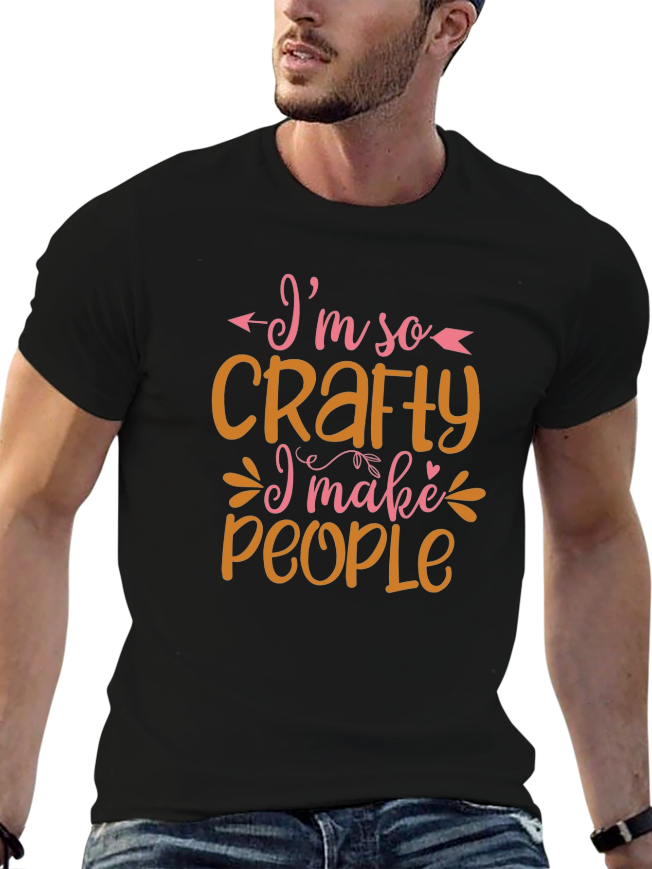Black I'm So Crafty T-Shirt - Funny DIY Hobby Tee view 6