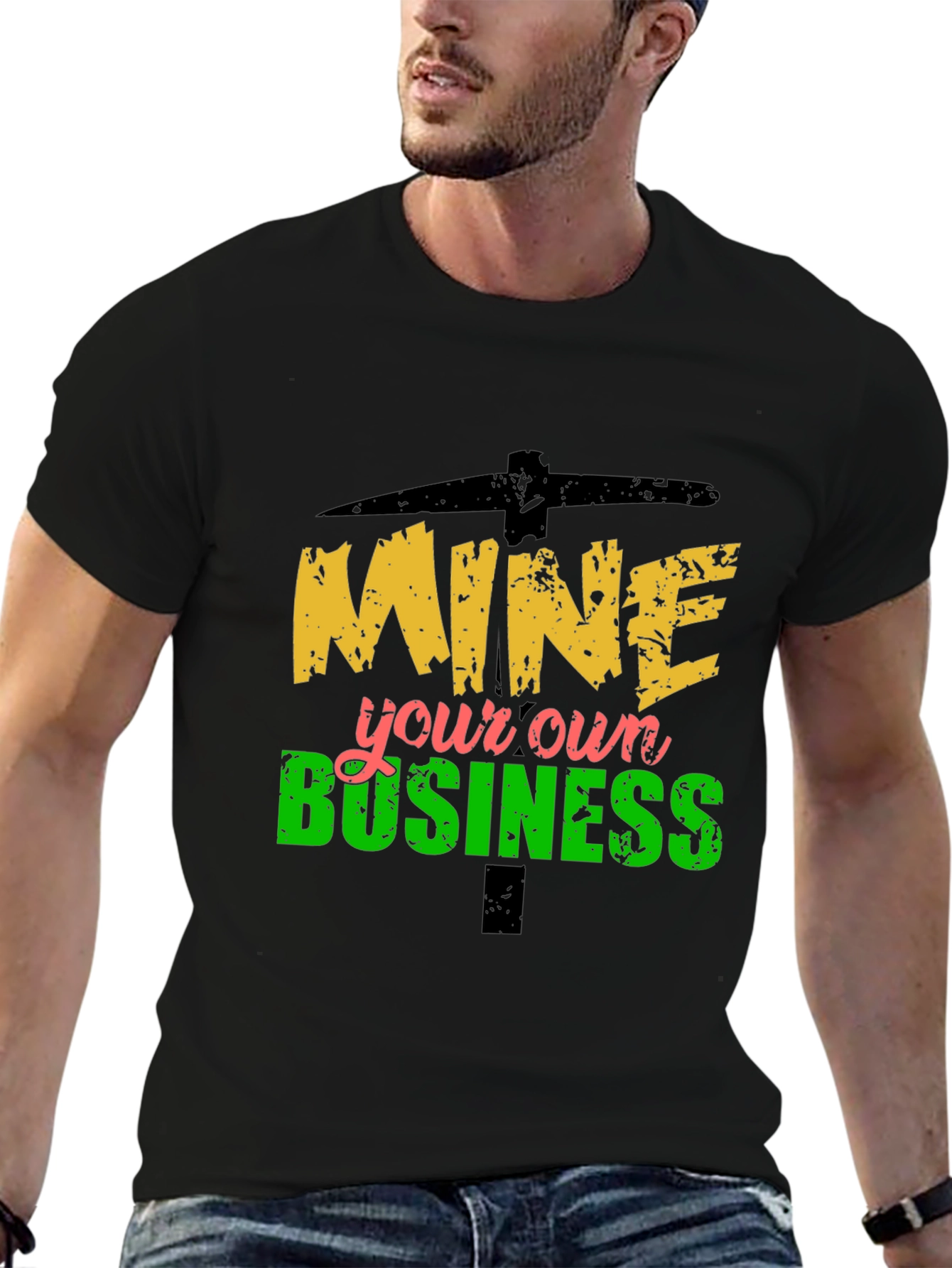 Black Mine Your Own Business Graphic Tee view 6