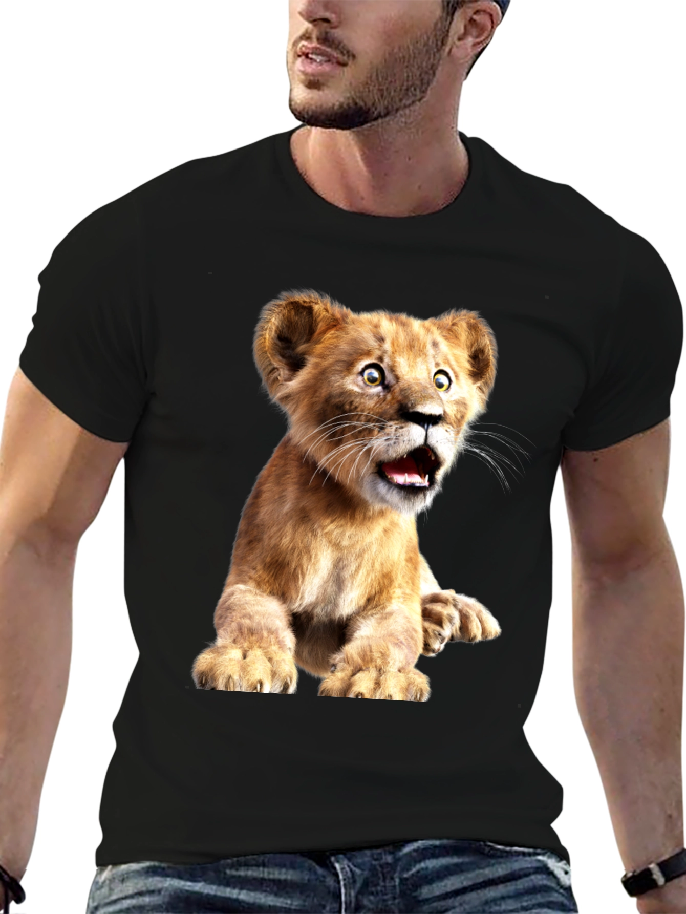 Black Lion Cub Graphic Tee - Soft Cotton Blend view 6