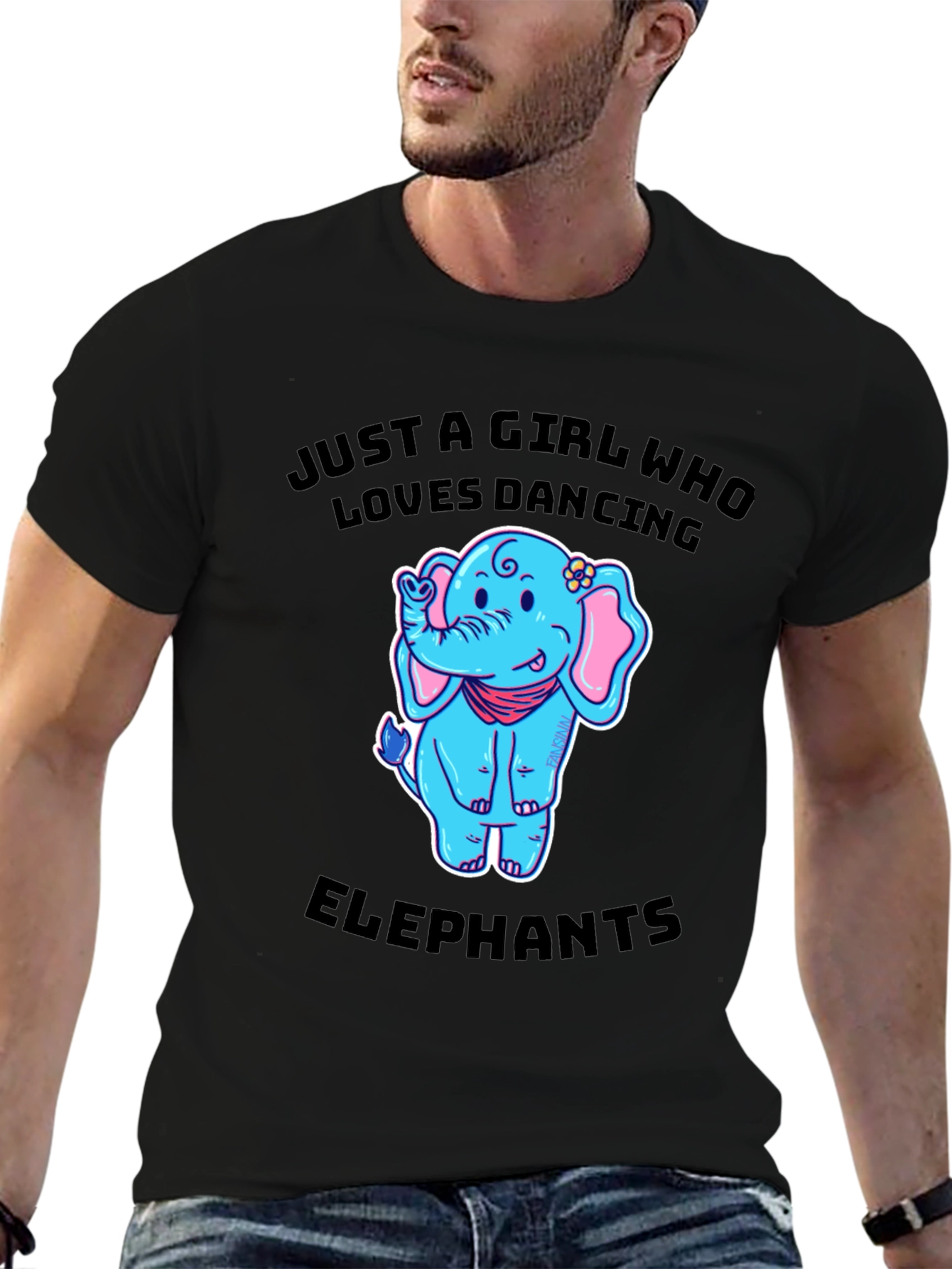 Black Dancing Elephant Girl's Graphic T-Shirt view 6
