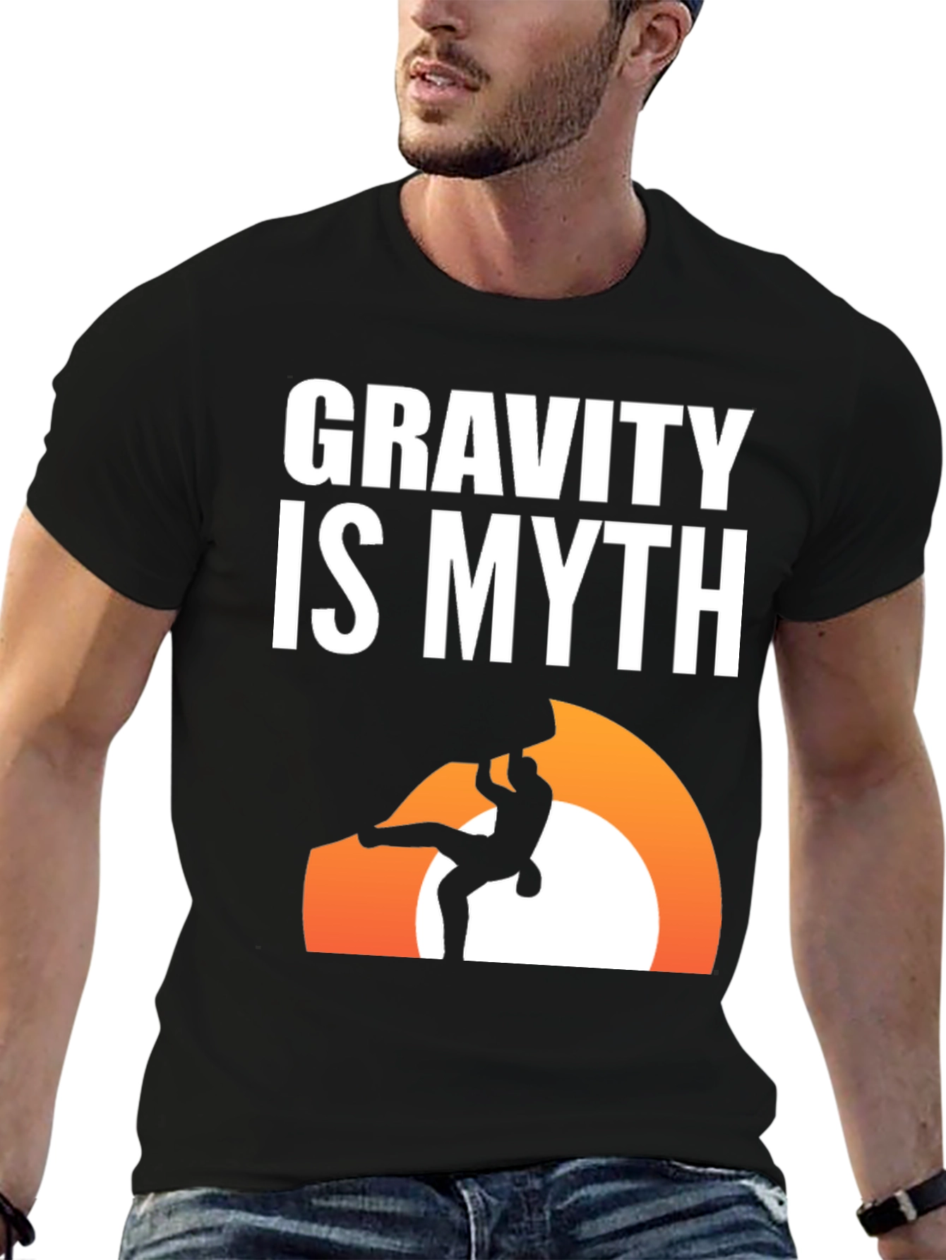 Black Gravity is Myth T-Shirt - Rock Climbing Design view 6