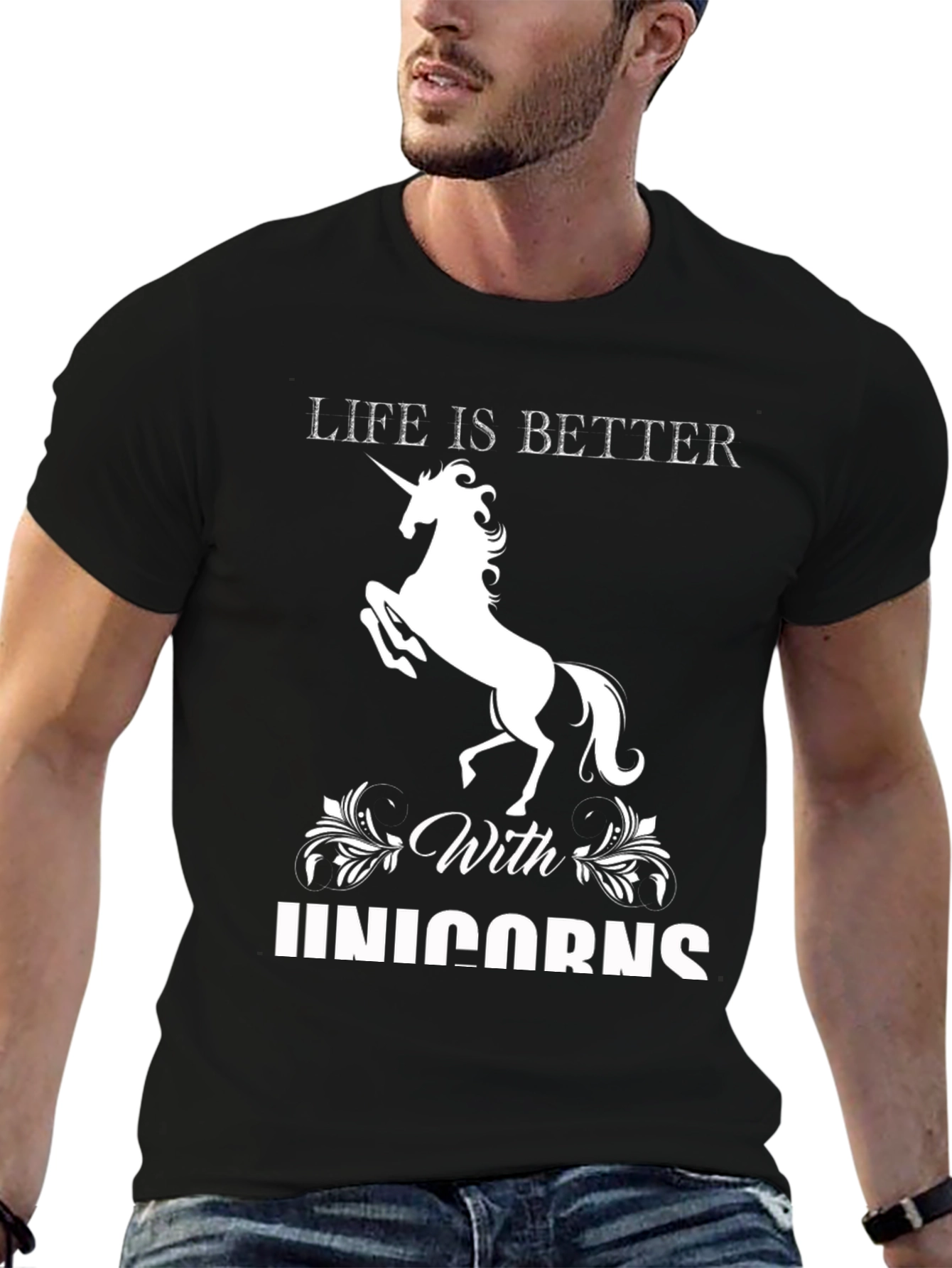 Black Life Is Better With Unicorns T-Shirt view 6