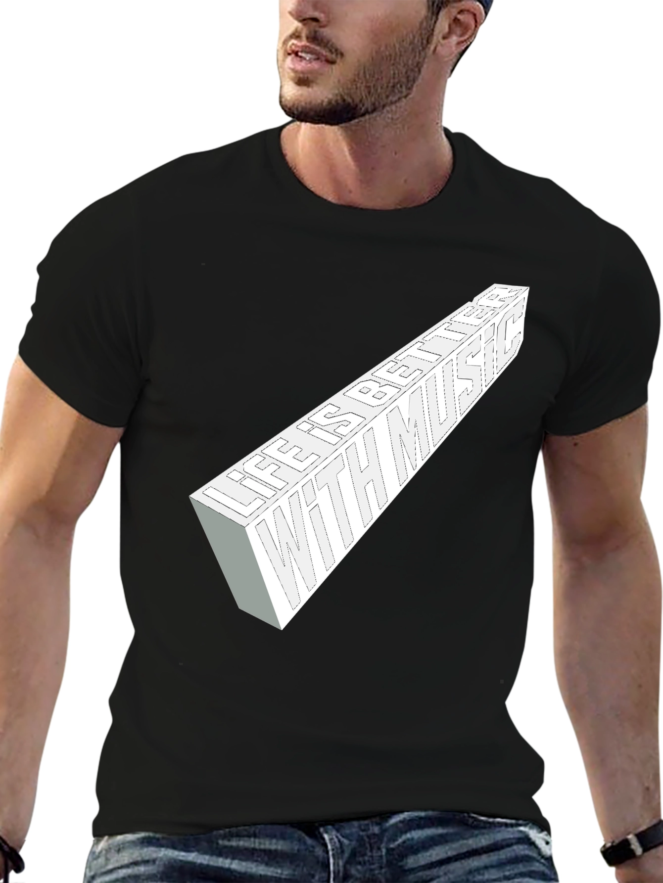 Black Life is Better with Music Black Graphic Tee view 6