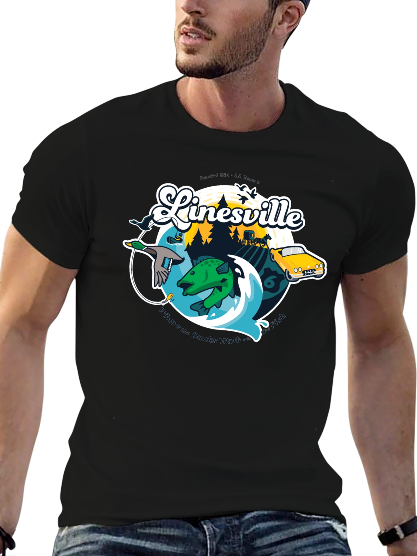 Black Linesville Graphic T-Shirt view 6