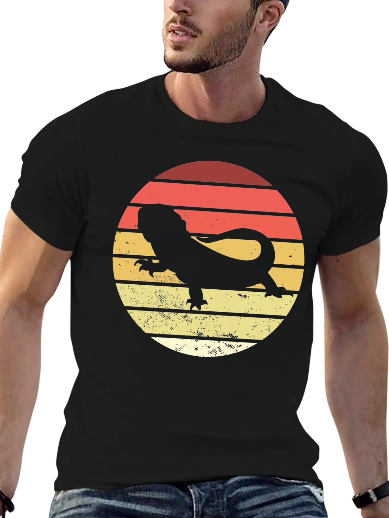 Black Bearded Dragon Sunset T-Shirt view 6