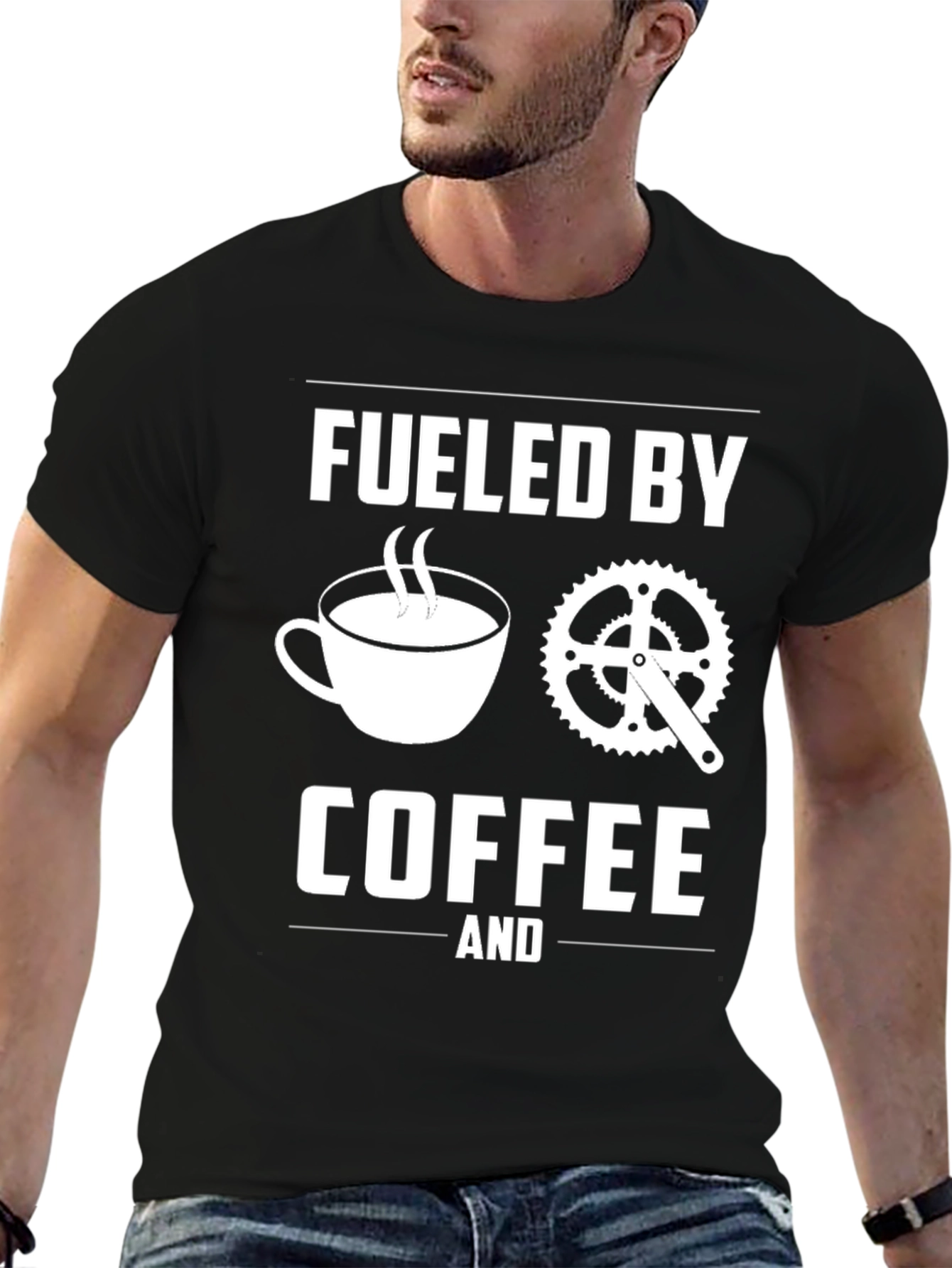 Black Fueled By Coffee & Cycling T-Shirt view 6