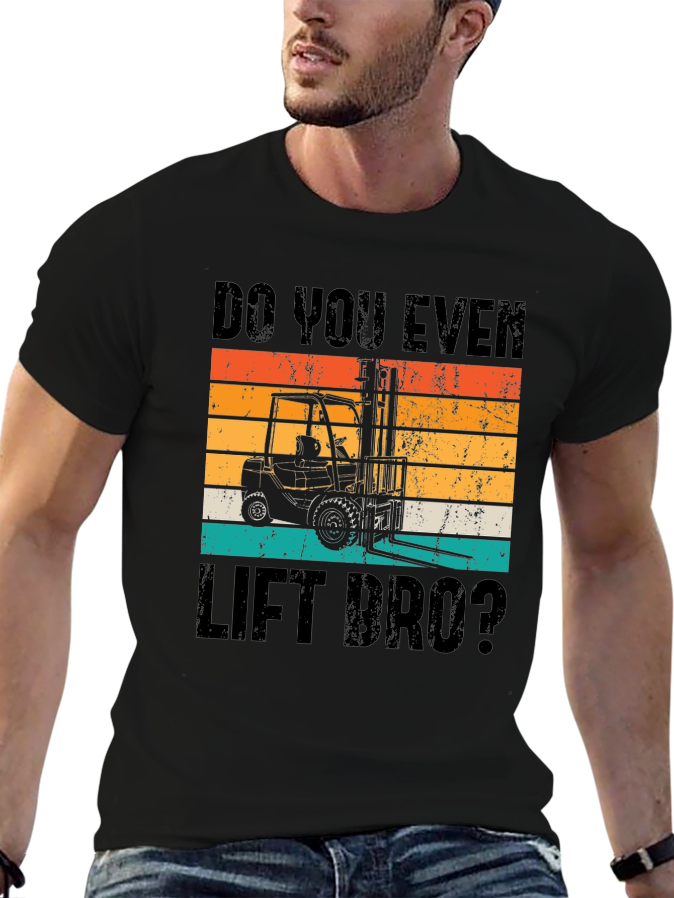 Black Do You Even Lift Bro? Forklift Operator T-Shirt view 6