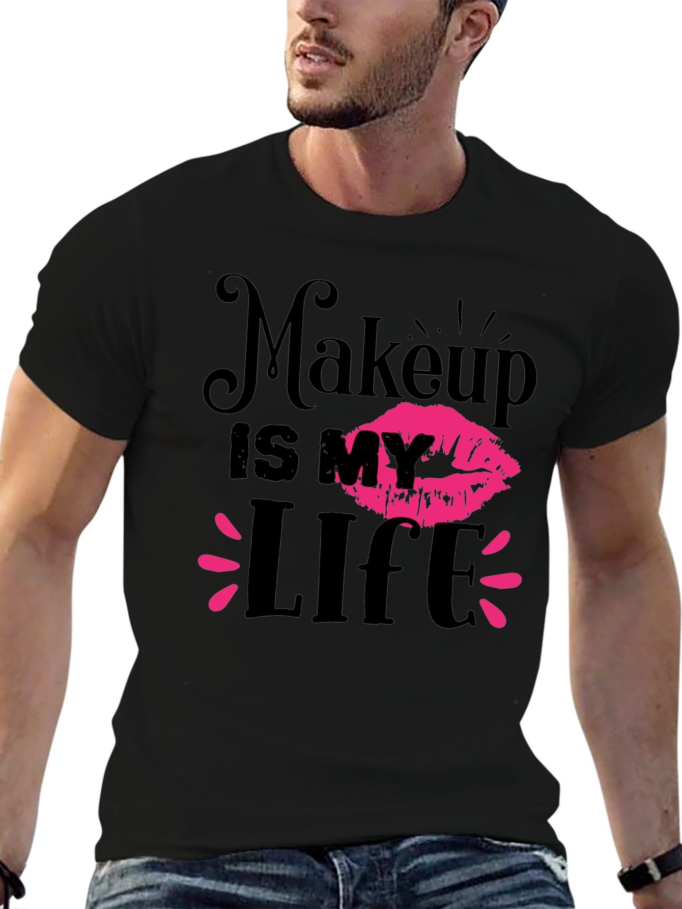 Black Makeup Is My Life Graphic Tee - Black view 6