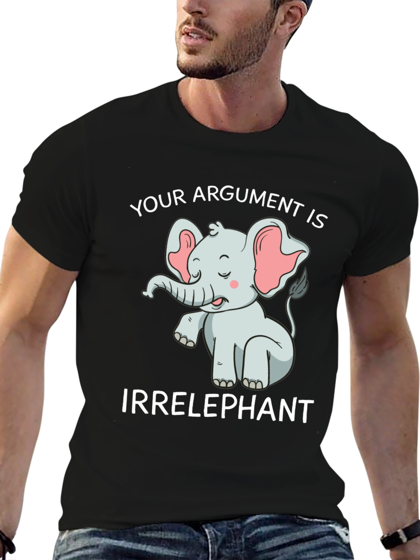 Black Irrelephant T-Shirt: Funny Elephant Argument Tee view 6