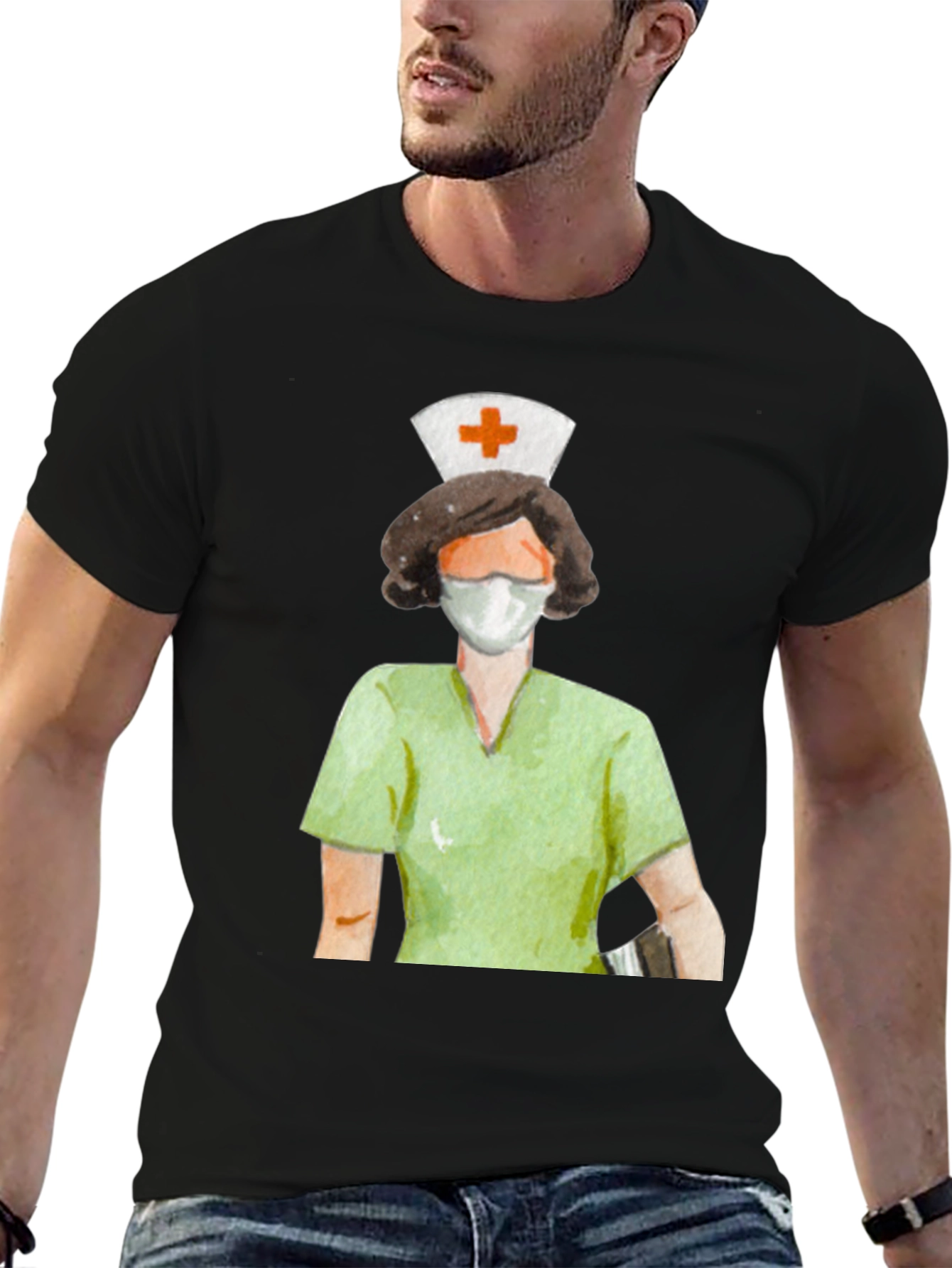 Black Nurse Graphic Tee - Unisex Short Sleeve T-Shirt view 6