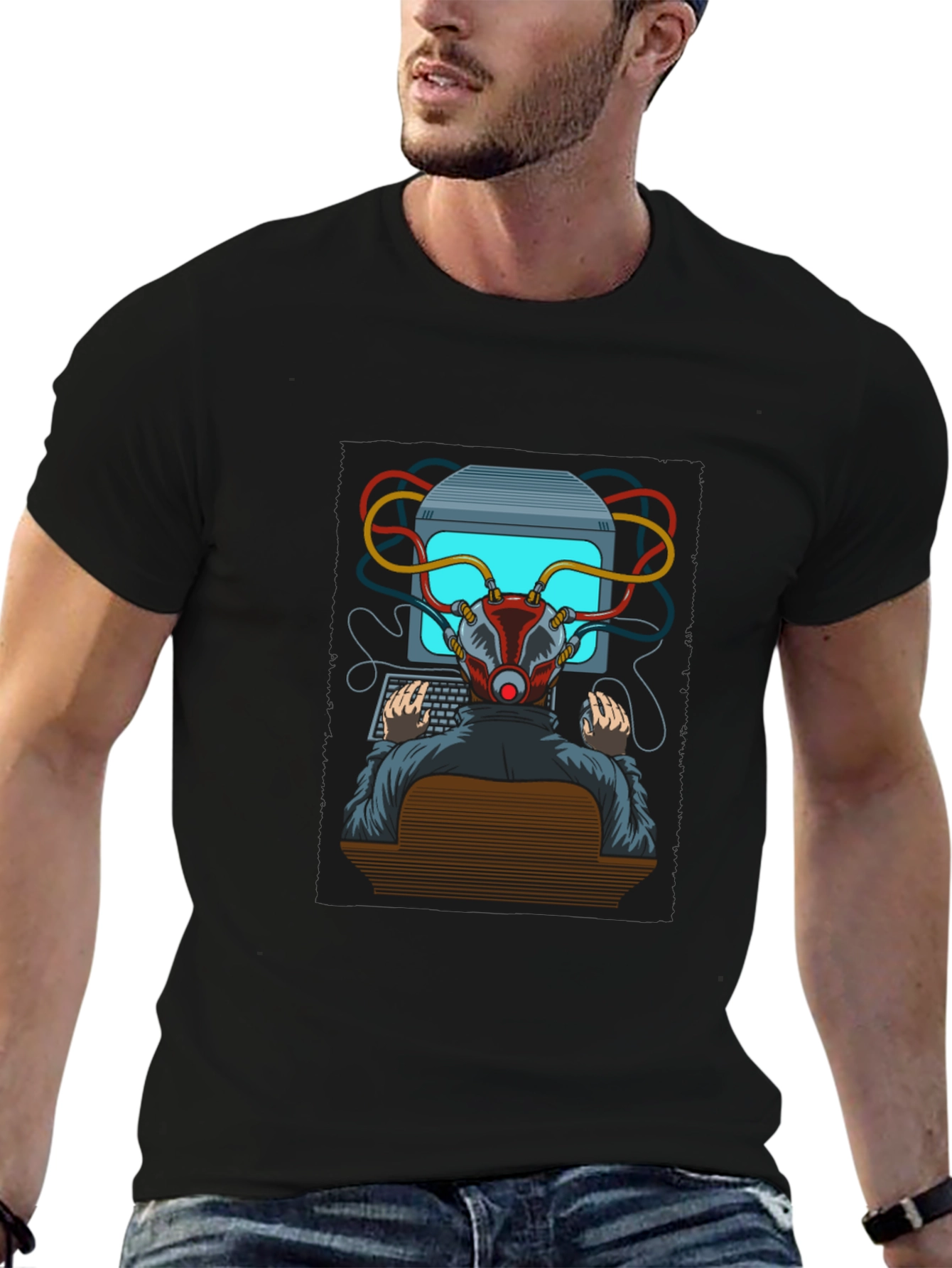 Black Hacker Graphic T-Shirt - Cyberpunk Style Tee view 6
