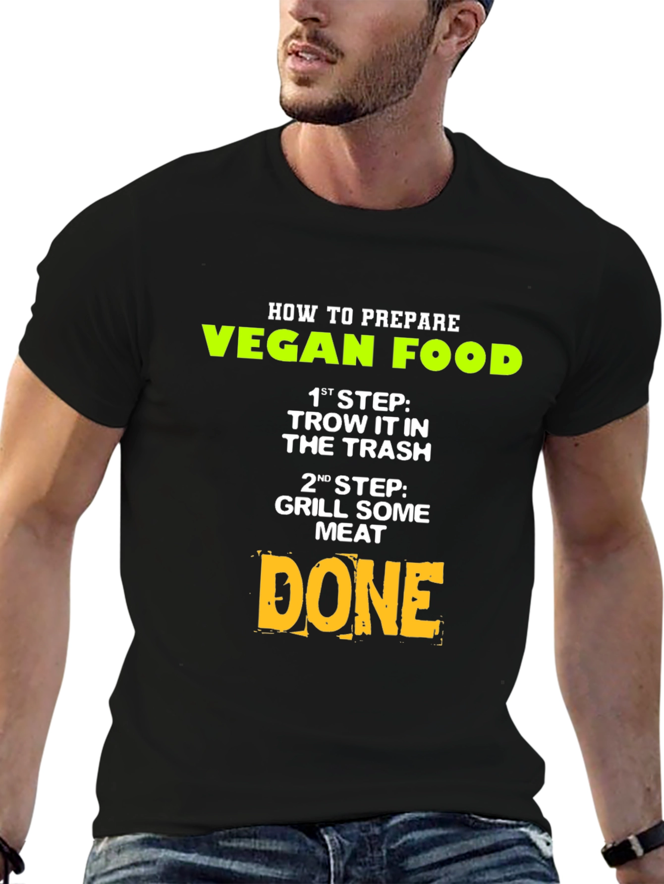 Black Funny Vegan T-Shirt: How to Prepare Vegan Food view 6