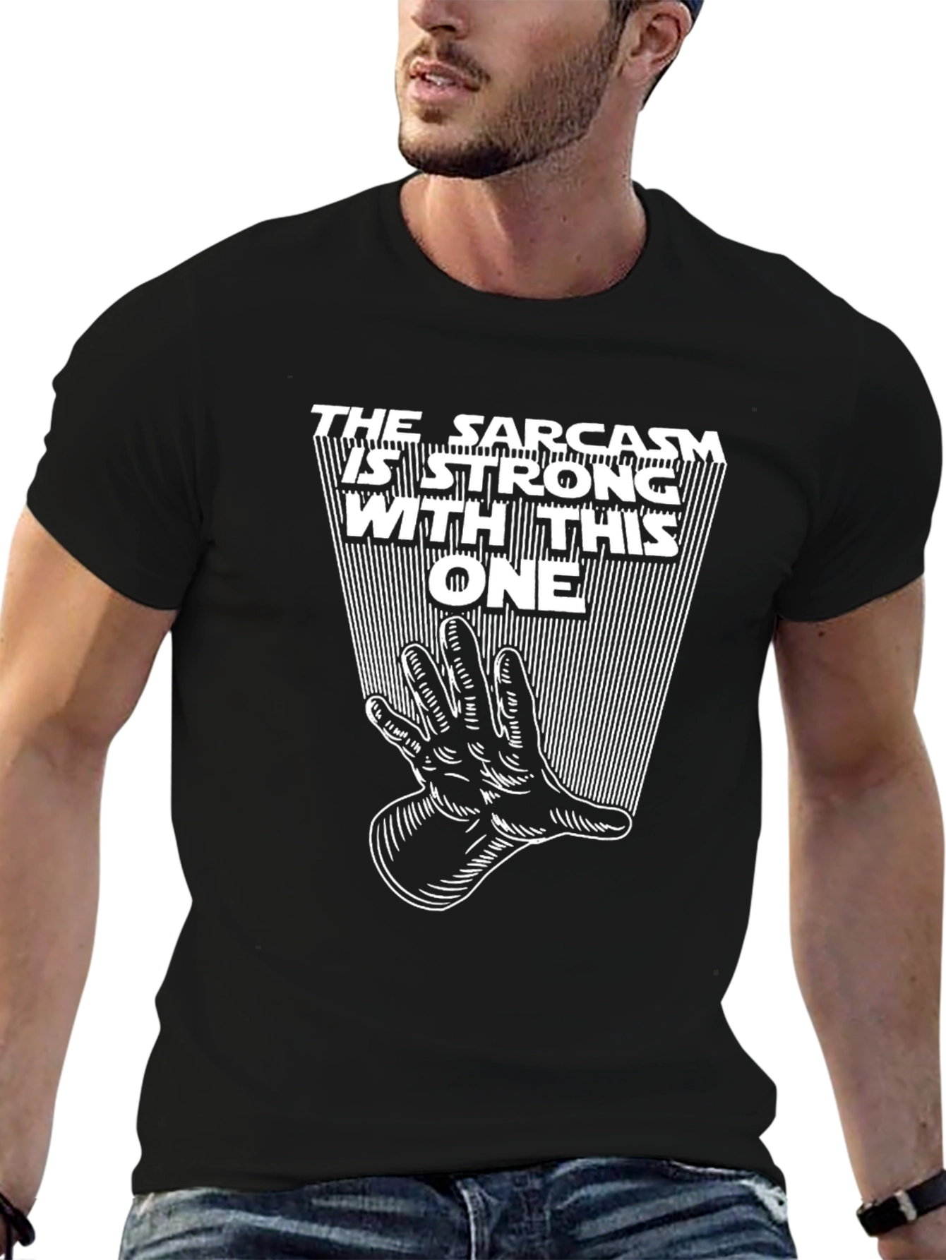 Black Sarcasm Strong T-Shirt - Funny Graphic Tee view 6