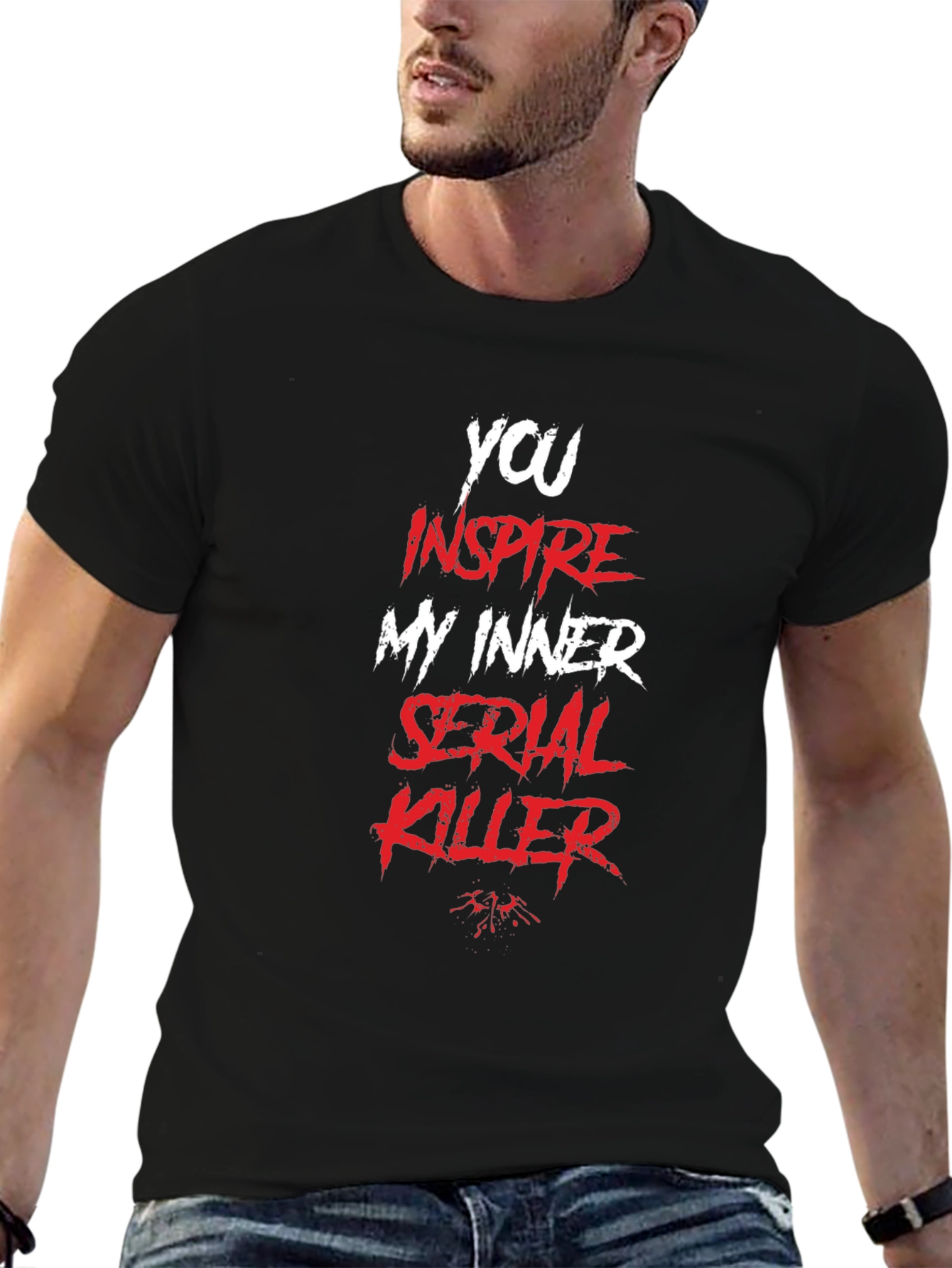 Black Inspire My Inner Serial Killer - Black T-shirt view 6