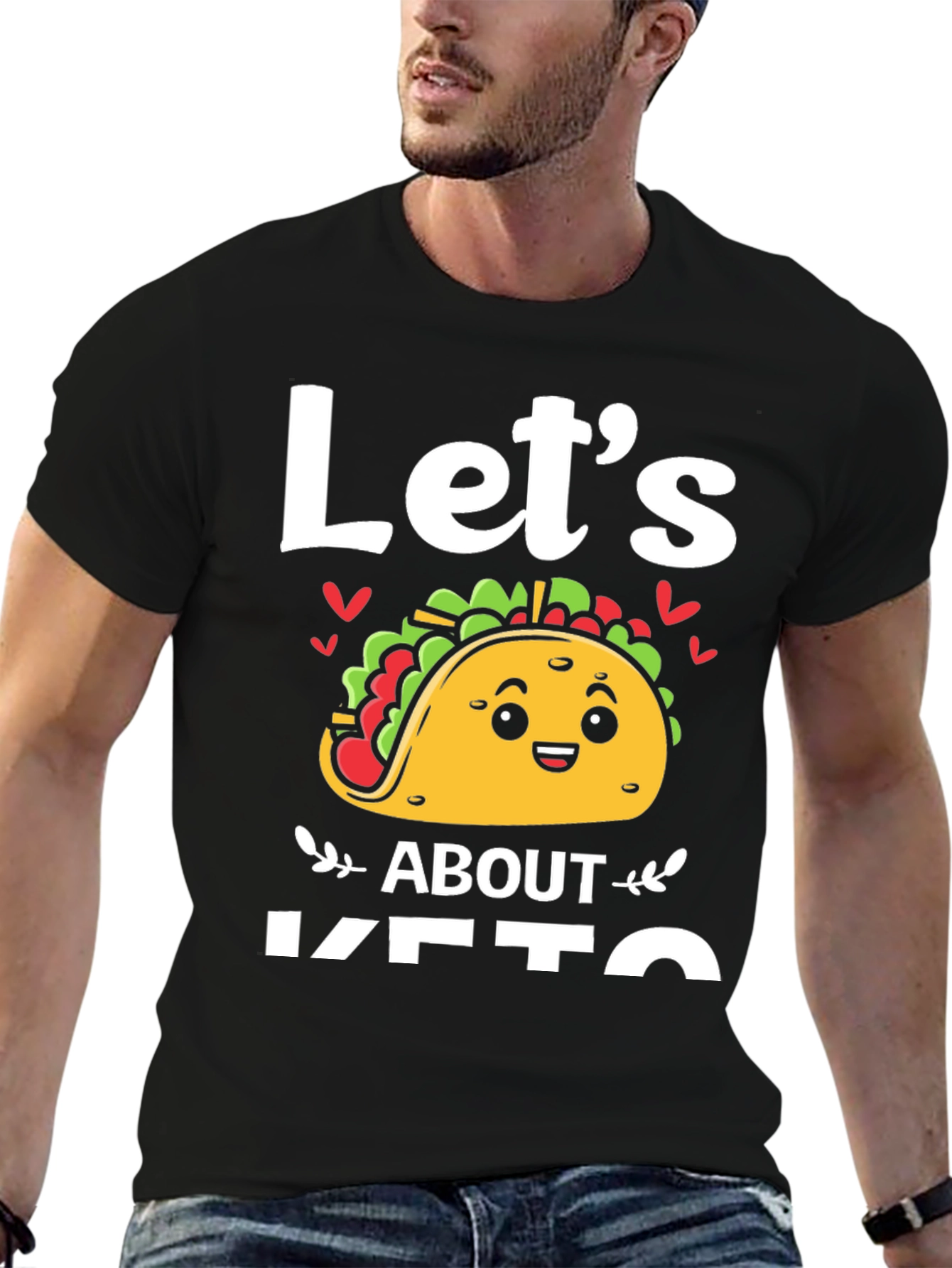 Black Let's Taco About Keto T-Shirt view 6