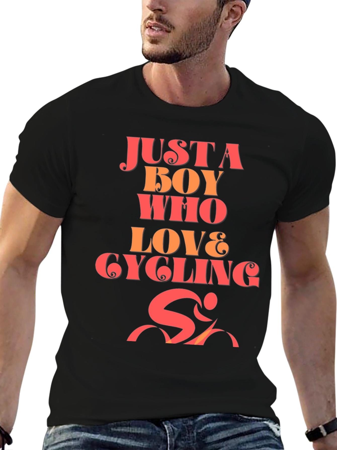 Black Boy Who Loves Cycling Graphic T-Shirt view 6
